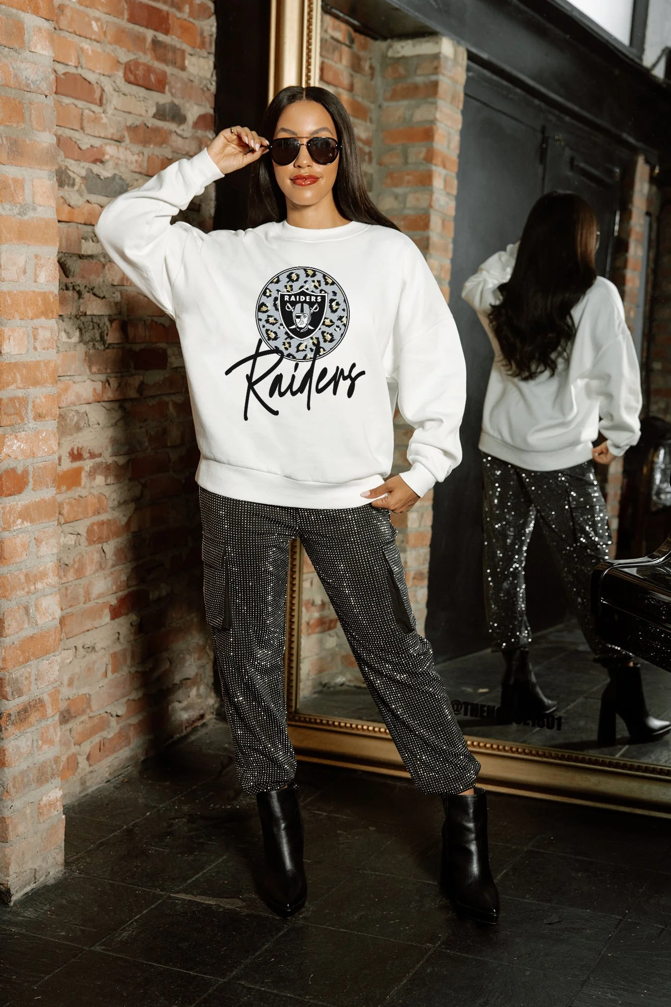 LAS VEGAS RAIDERS WILD BREAKTHROUGH PREMIUM FLEECE CREWNECK PULLOVER