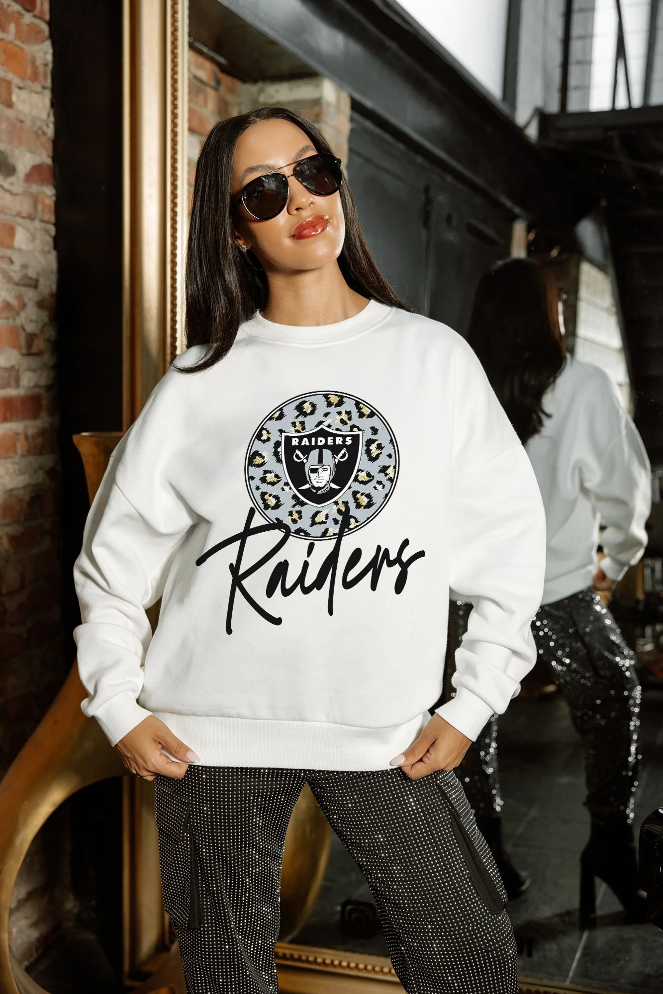 LAS VEGAS RAIDERS WILD BREAKTHROUGH PREMIUM FLEECE CREWNECK PULLOVER - Image 2