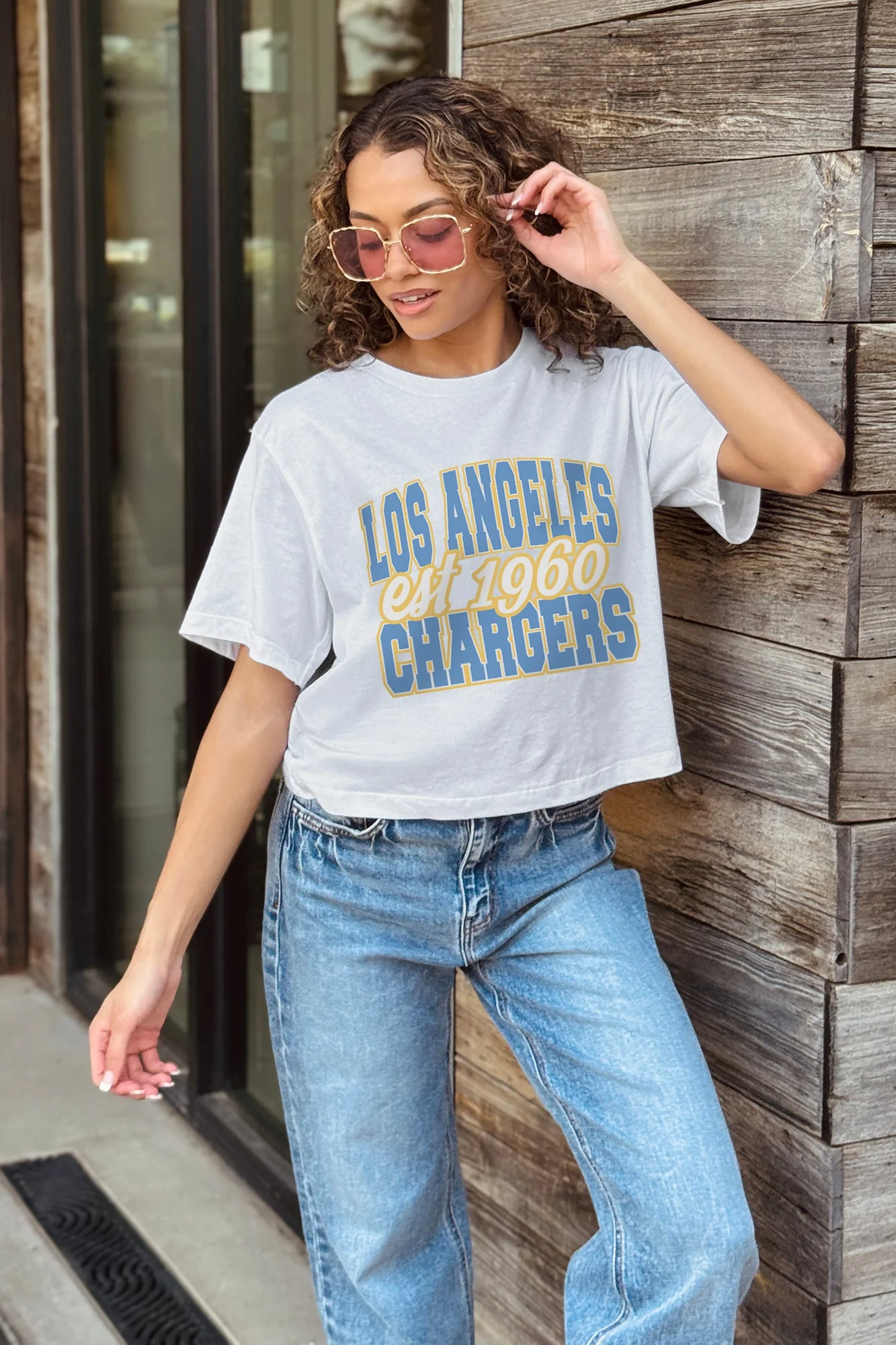 LOS ANGELES CHARGERS DEEP ROOTS BOXY FIT CROPPED TEE - Image 2