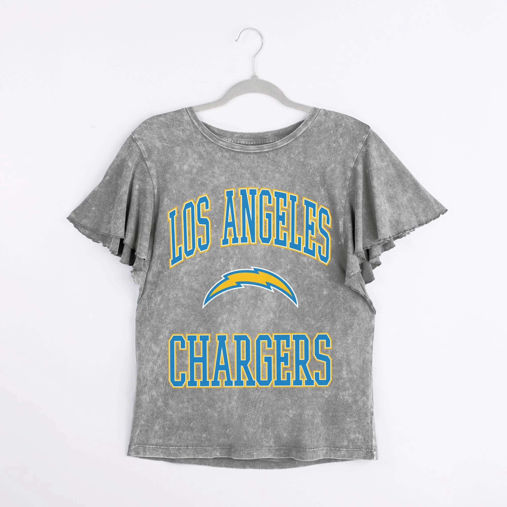 LOS ANGELES CHARGERS VICTORY MODE FLUTTER SLEEVE TEE IN GREY - Image 6