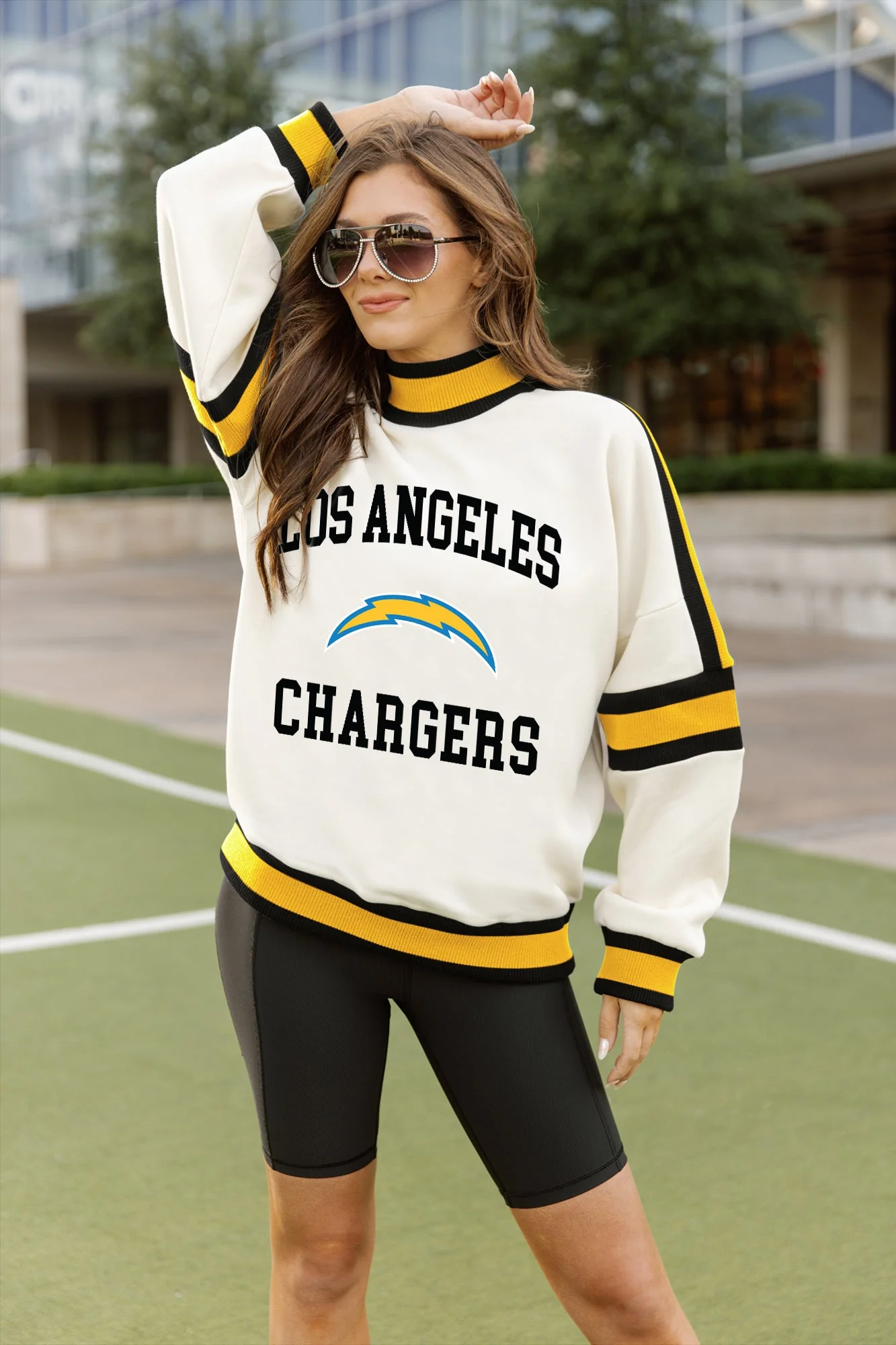 LOS ANGELES CHARGERS VIVID MOTION COLORBLOCK TURTLENECK PULLOVER