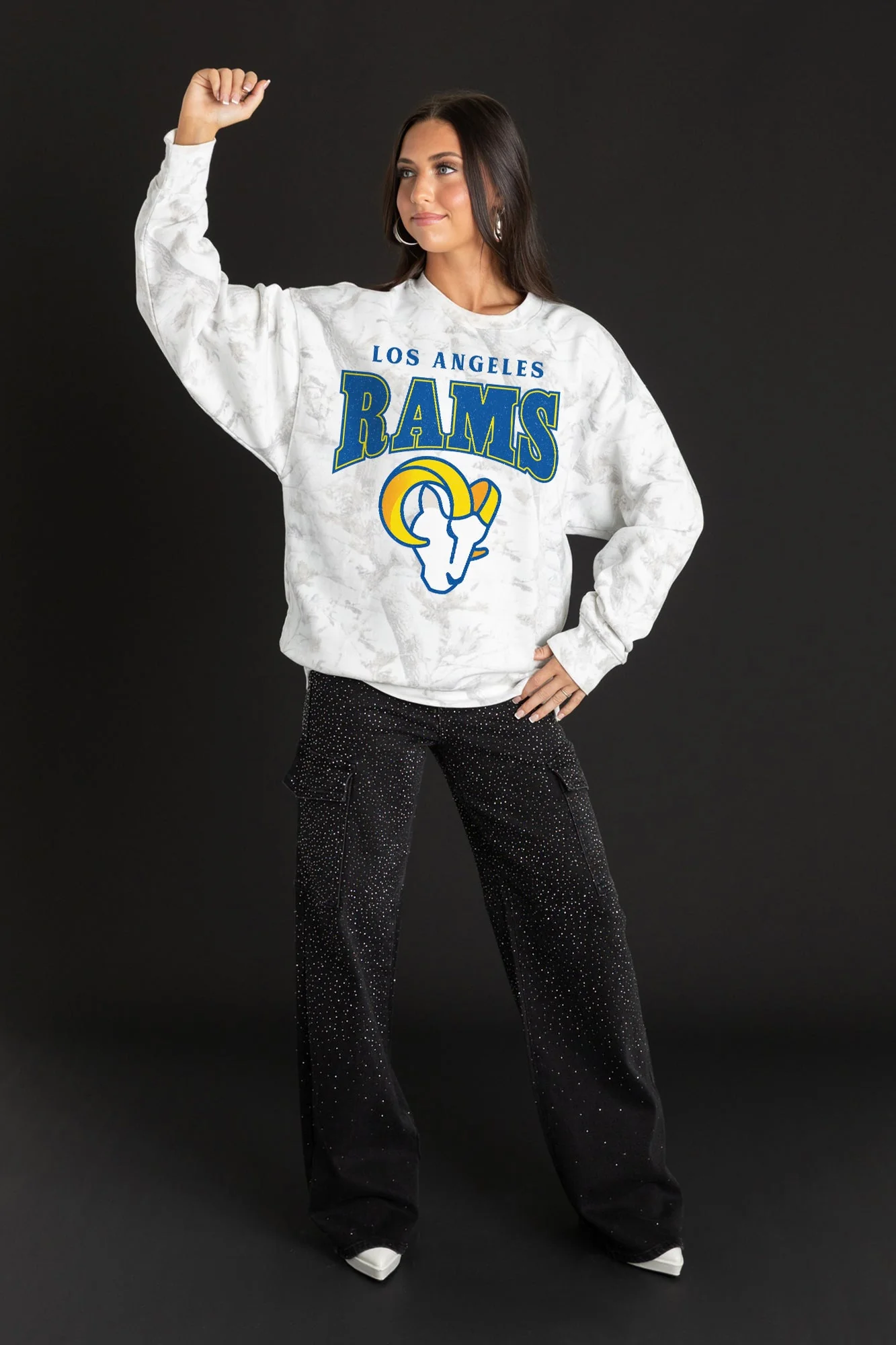 LOS ANGELES RAMS RALLY READY PREMIUM DROP SHOULDER CAMO PULLOVER - Image 3