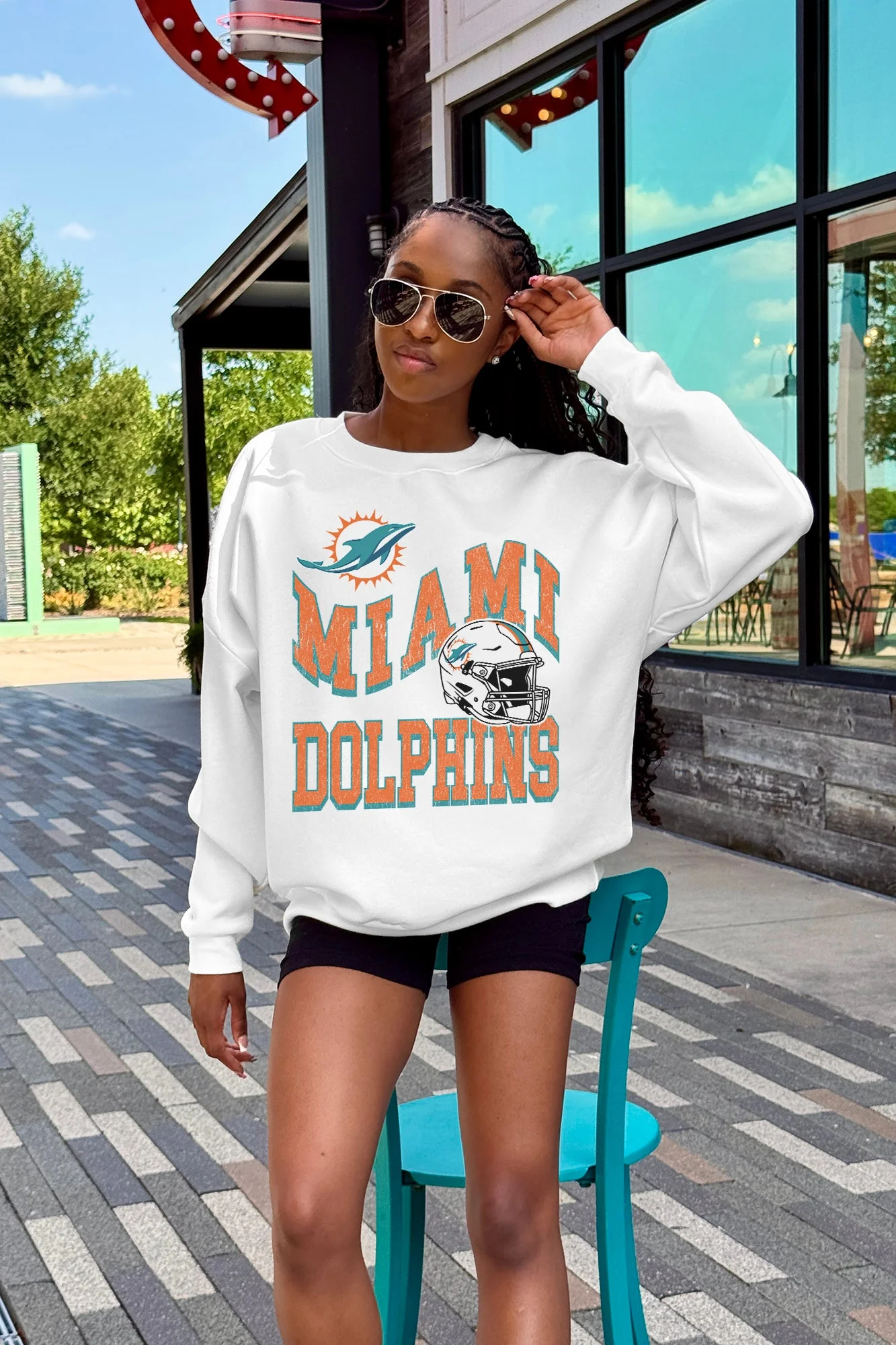 MIAMI DOLPHINS HARD EARNED PREMIUM FLEECE CREWNECK PULLOVER - Image 4