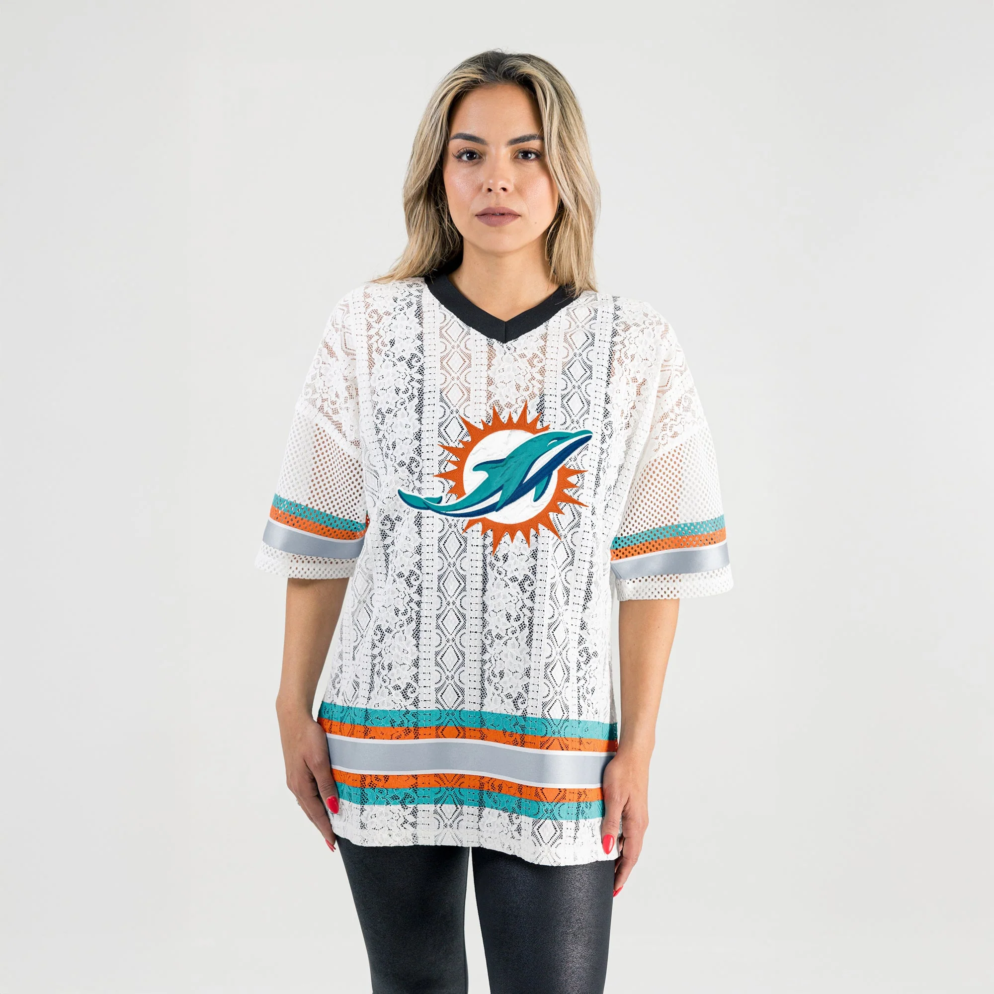 MIAMI DOLPHINS HIGH NOTE LACE FASHION TOP - Image 5