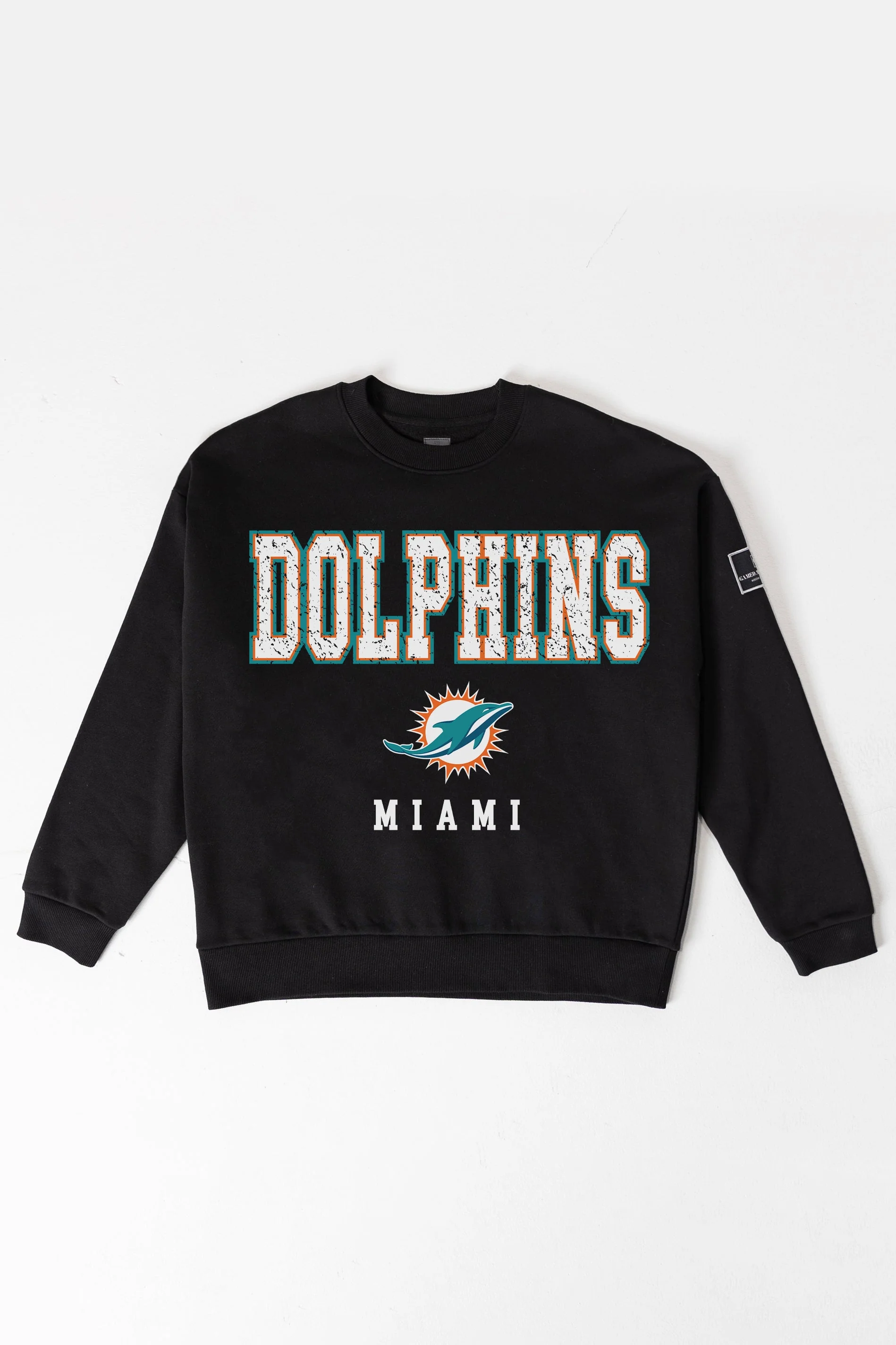 MIAMI DOLPHINS LEVEL UP BLACK LABEL PREMIUM FLEECE CREW SWEATSHIRT - Image 8