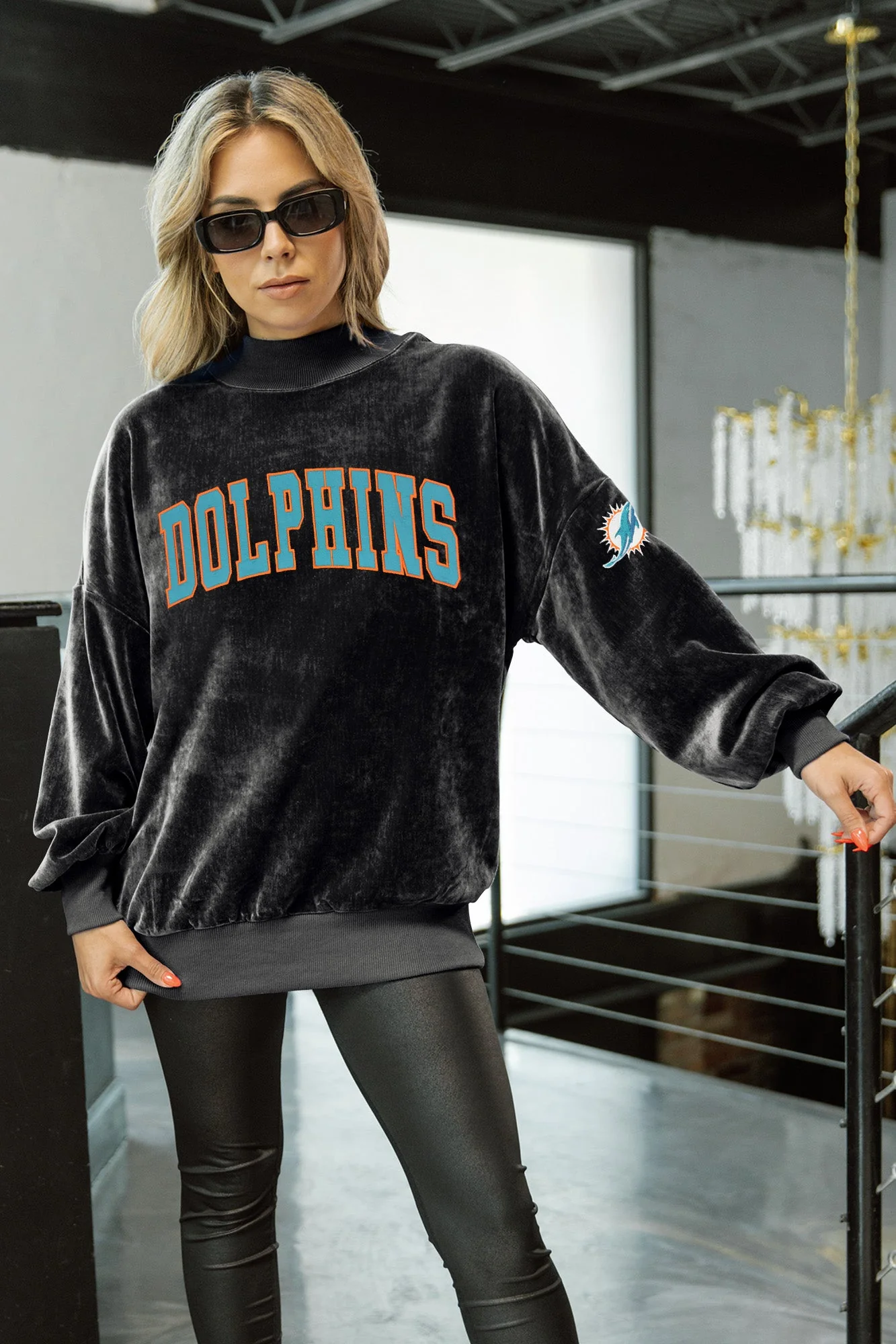 MIAMI DOLPHINS MAKE A MOVE MOCK NECK CHENILLE PULLOVER - Image 3