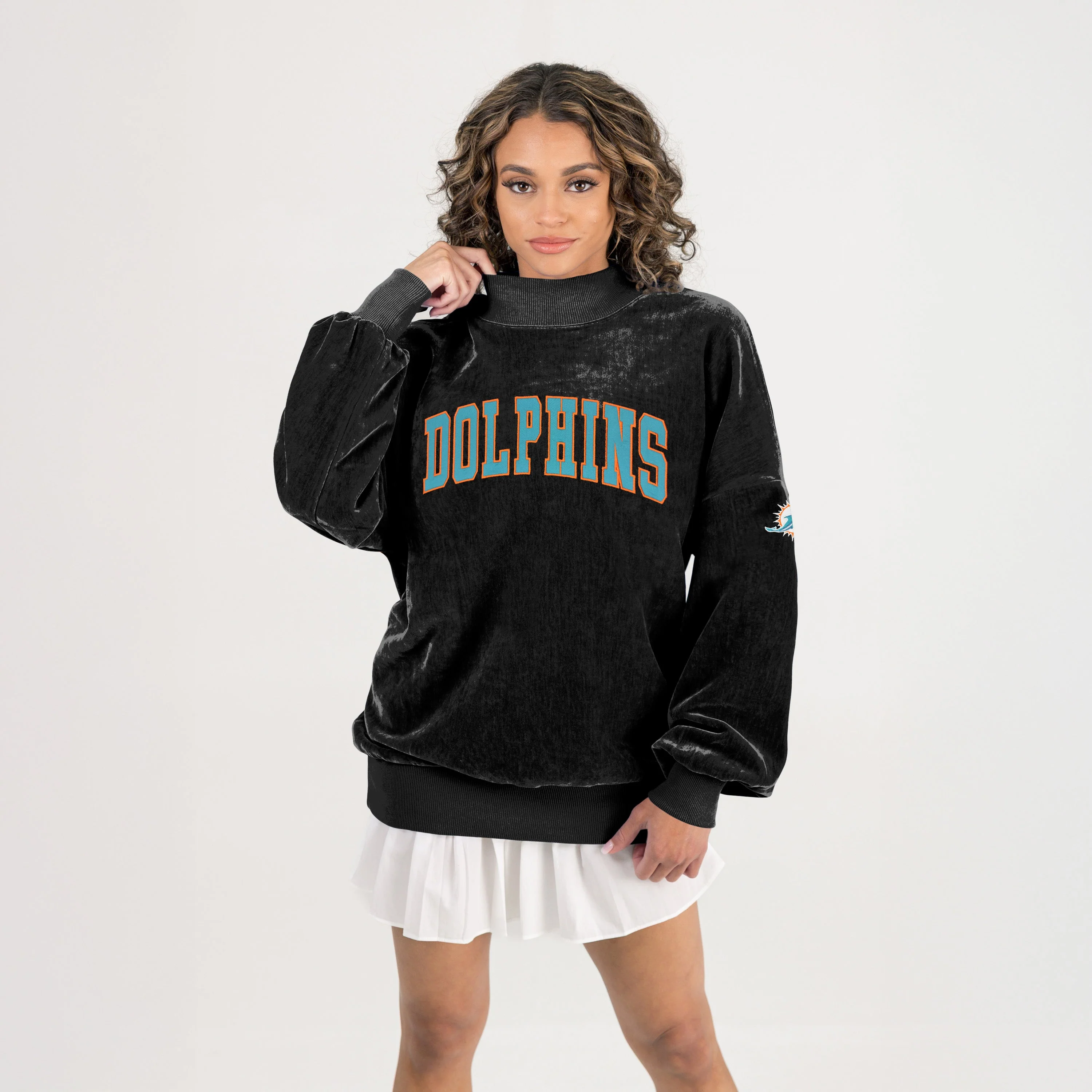MIAMI DOLPHINS MAKE A MOVE MOCK NECK CHENILLE PULLOVER - Image 4
