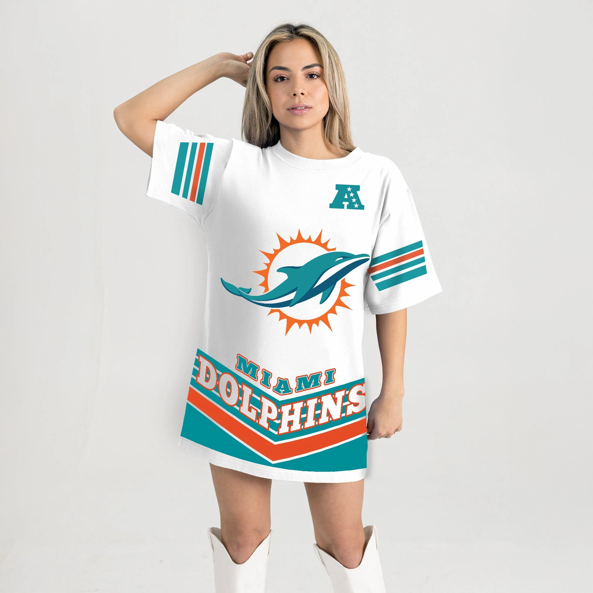 MIAMI DOLPHINS PERFECT SCORE RETRO T-SHIRT DRESS - Image 5