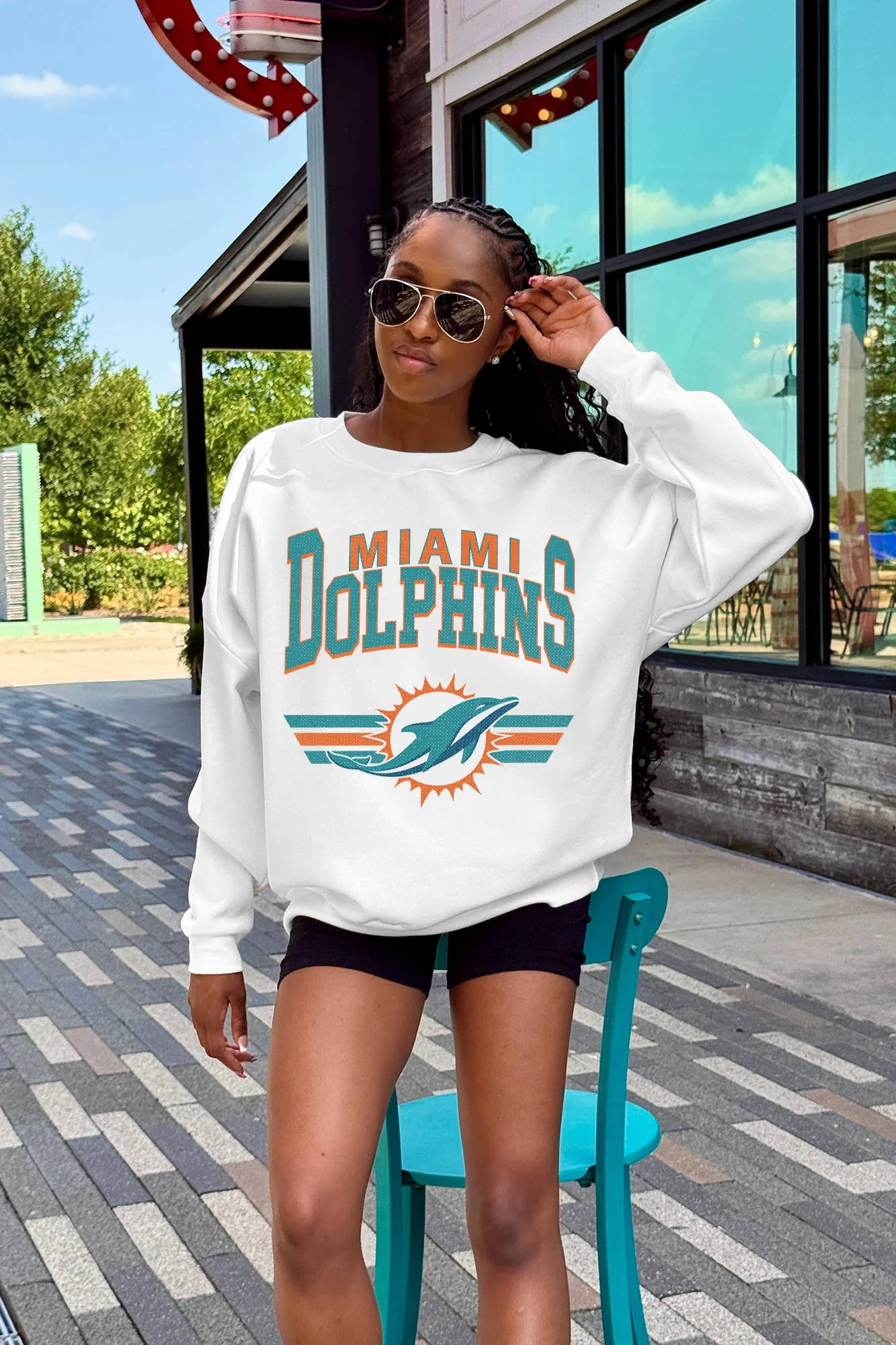 MIAMI DOLPHINS SWIFT STRIKE PREMIUM FLEECE CREWNECK PULLOVER - Image 4