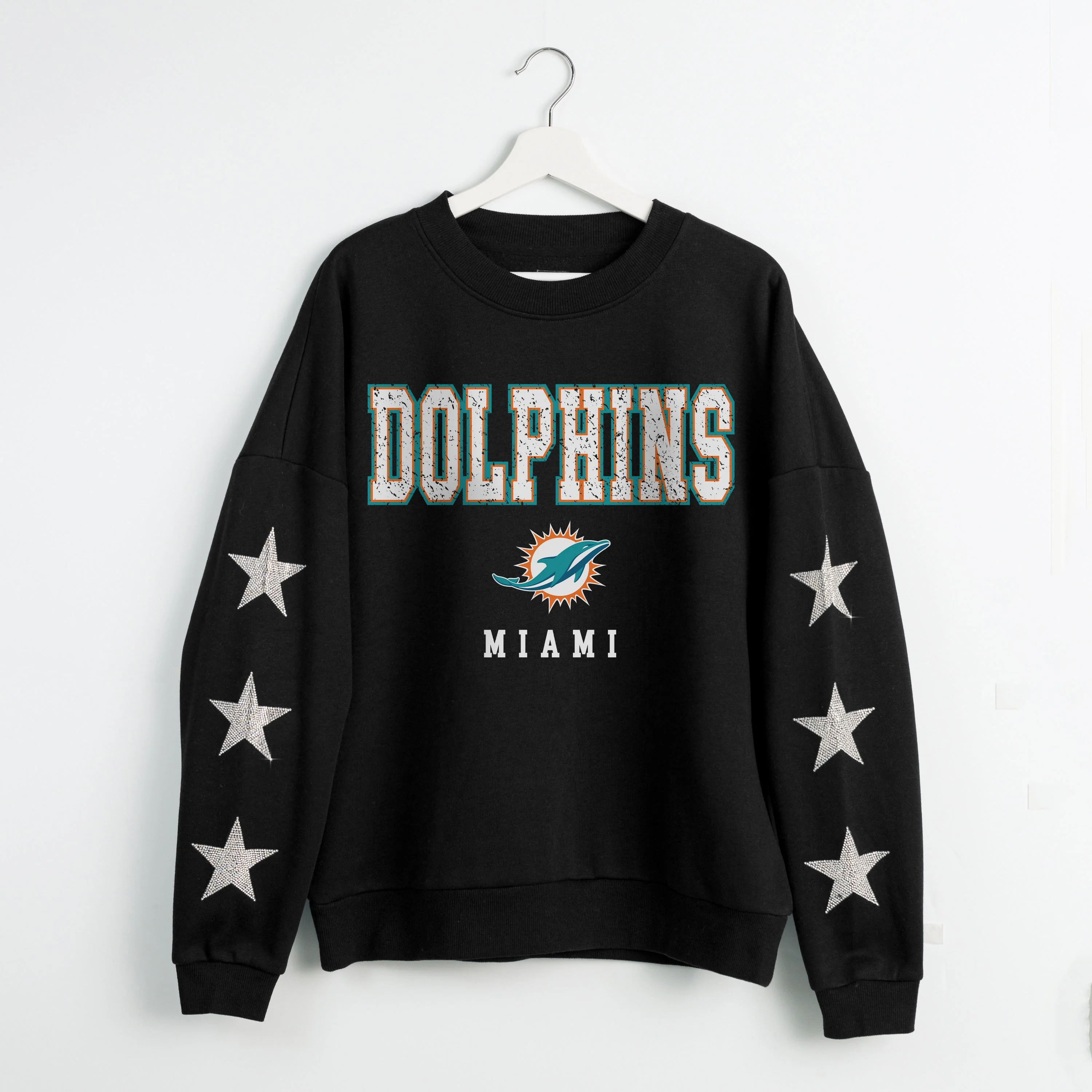 MIAMI DOLPHINS VELOCITY STAR EMBELLISHED CREW SWEATSHIRT - Image 8