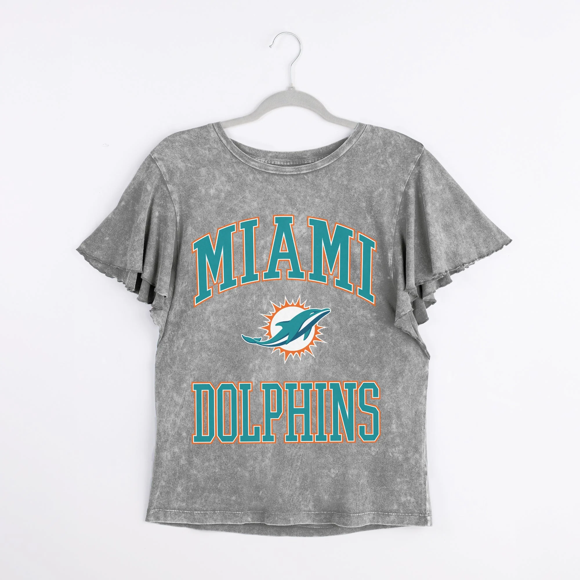MIAMI DOLPHINS VICTORY MODE FLUTTER SLEEVE TEE IN GREY - Image 6