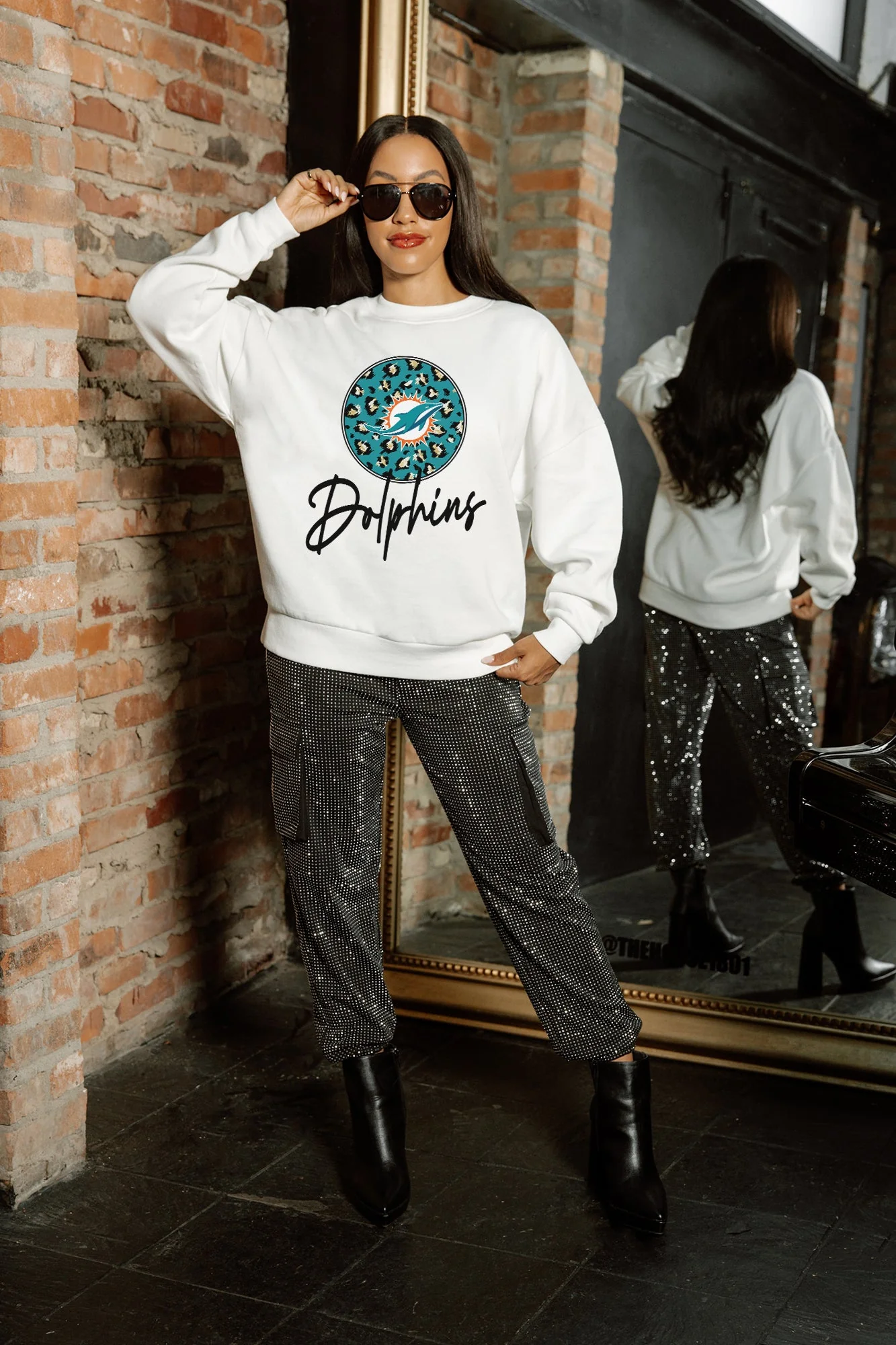 MIAMI DOLPHINS WILD BREAKTHROUGH PREMIUM FLEECE CREWNECK PULLOVER