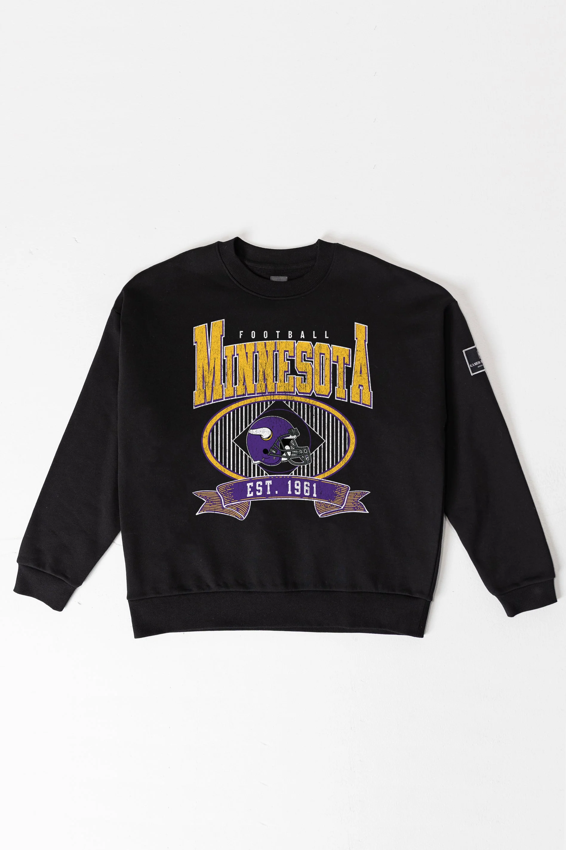 MINNESOTA VIKINGS BOLD CHEERS BLACK LABEL PREMIUM FLEECE CREW SWEATSHIRT - Image 8