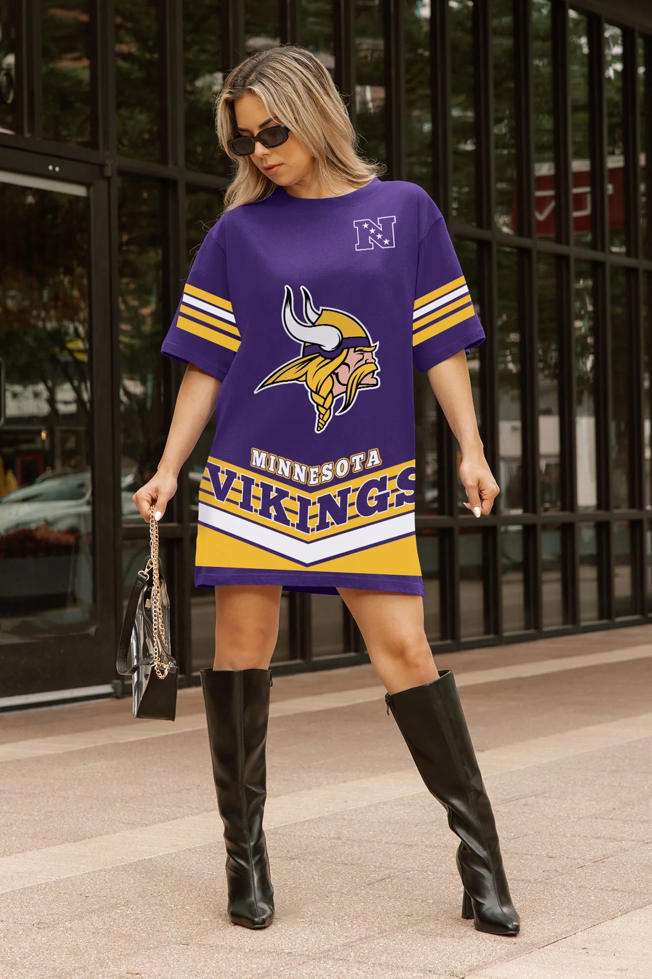 MINNESOTA VIKINGS PERFECT SCORE RETRO T-SHIRT DRESS - Image 2