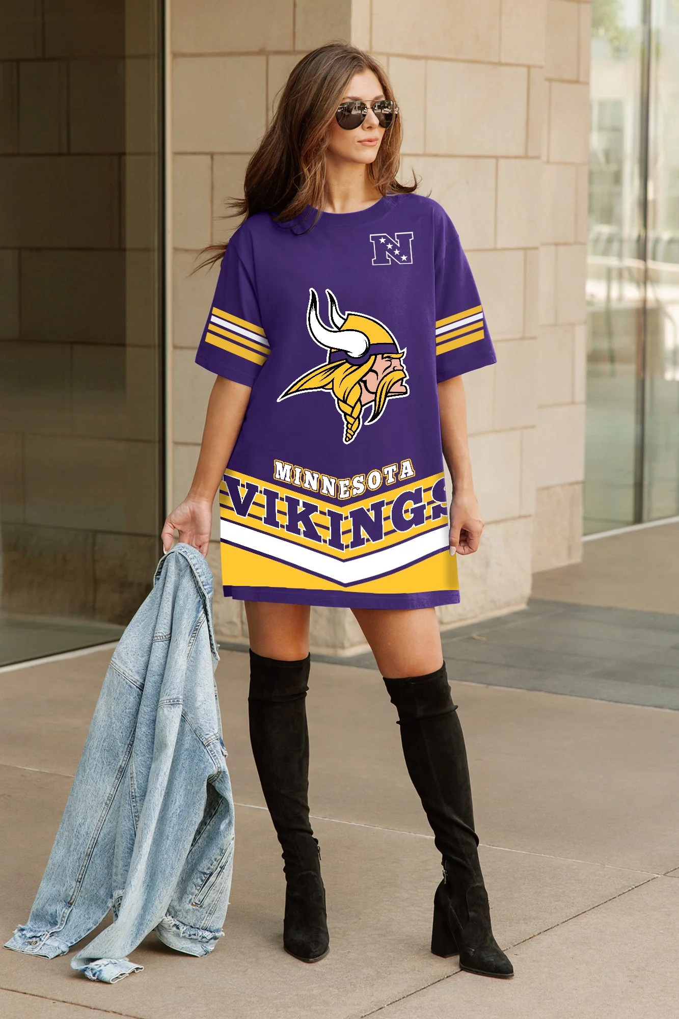 MINNESOTA VIKINGS PERFECT SCORE RETRO T-SHIRT DRESS - Image 4