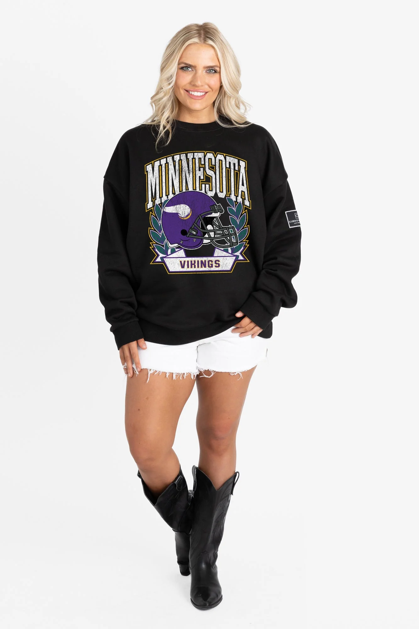 MINNESOTA VIKINGS VICTORY LANE BLACK LABEL PREMIUM FLEECE CREW SWEATSHIRT - Image 5