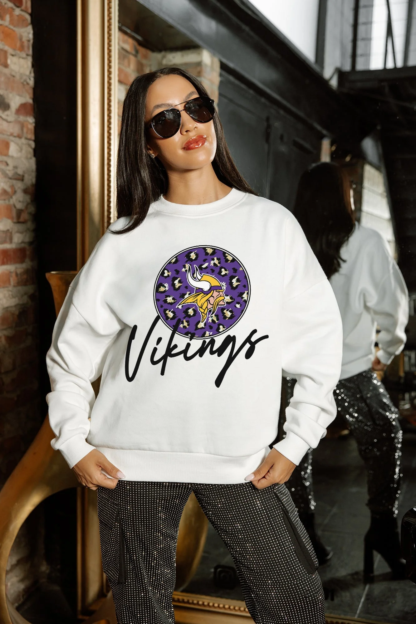MINNESOTA VIKINGS WILD BREAKTHROUGH PREMIUM FLEECE CREWNECK PULLOVER - Image 2