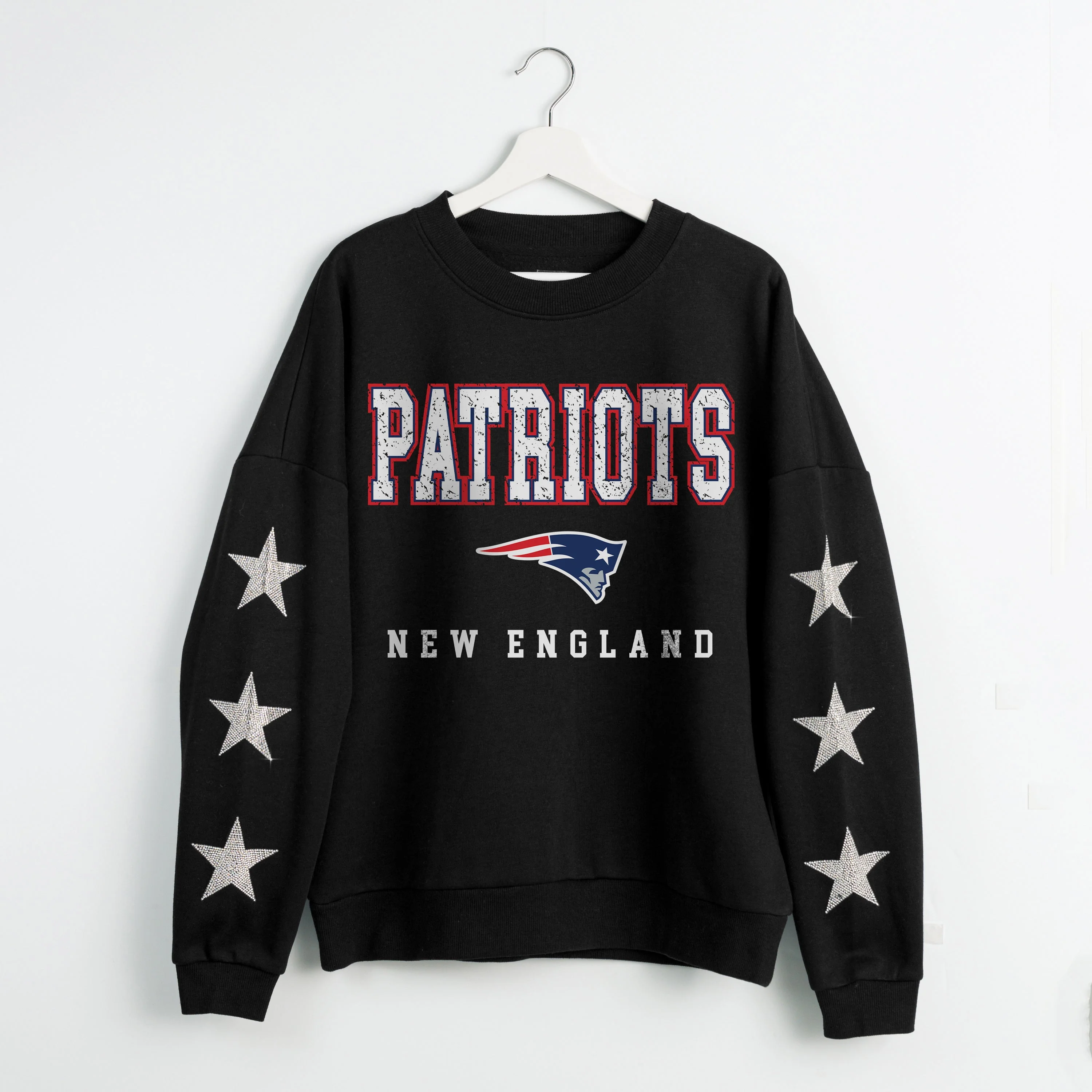 NEW ENGLAND PATRIOTS VELOCITY STAR EMBELLISHED CREW SWEATSHIRT - Image 8