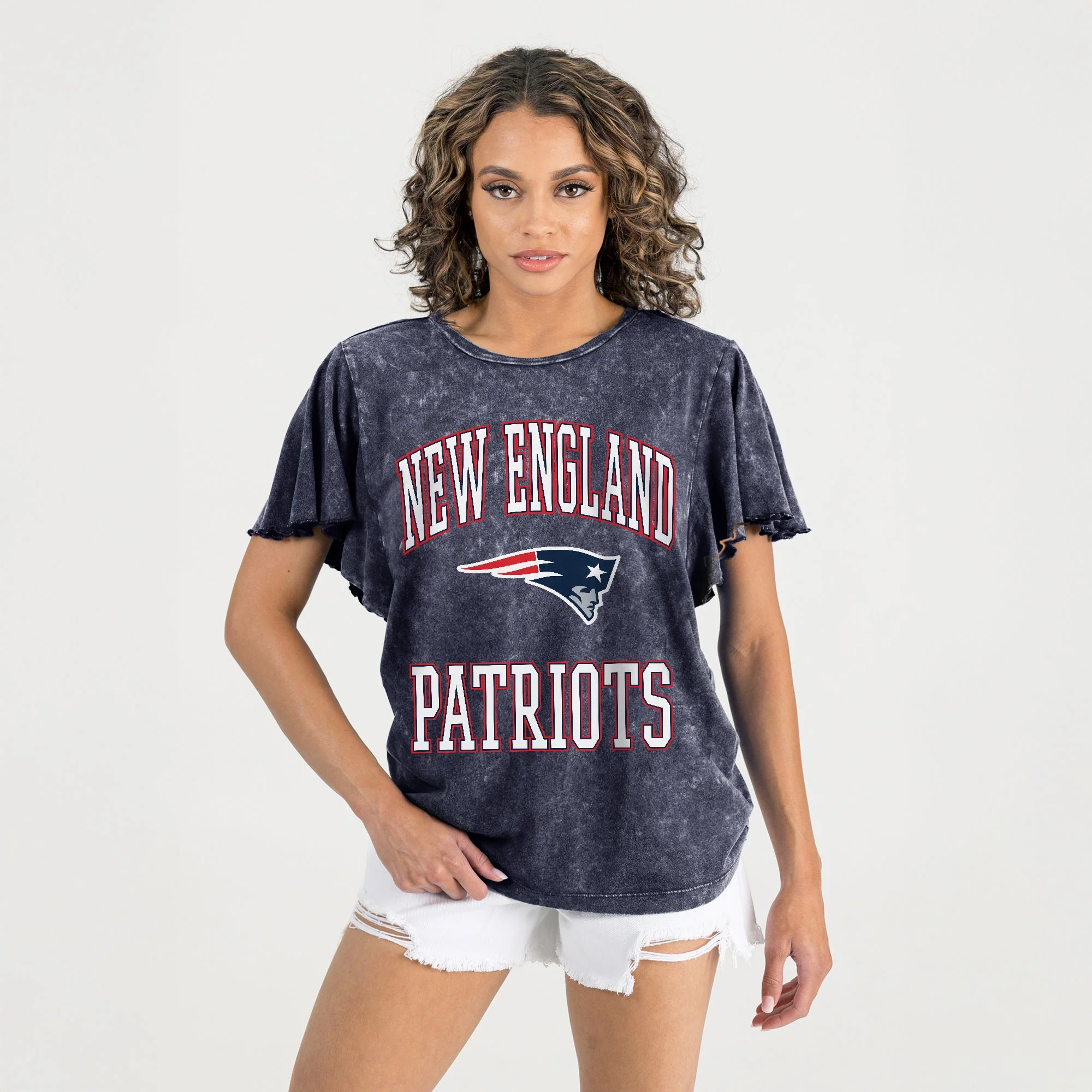 NEW ENGLAND PATRIOTS VICTORY MODE FLUTTER SLEEVE TEE IN NAVY - Image 4