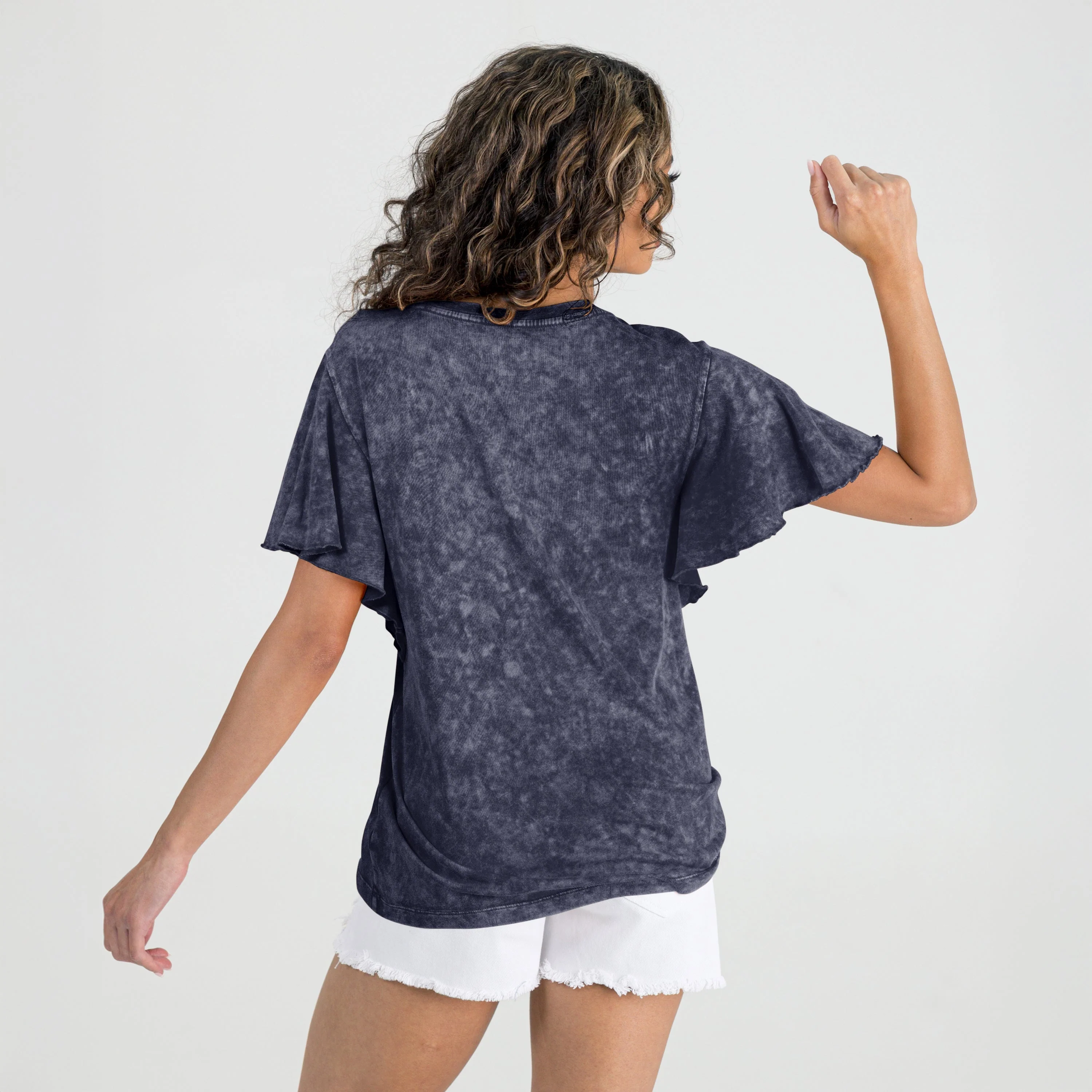 NEW ENGLAND PATRIOTS VICTORY MODE FLUTTER SLEEVE TEE IN NAVY - Image 5