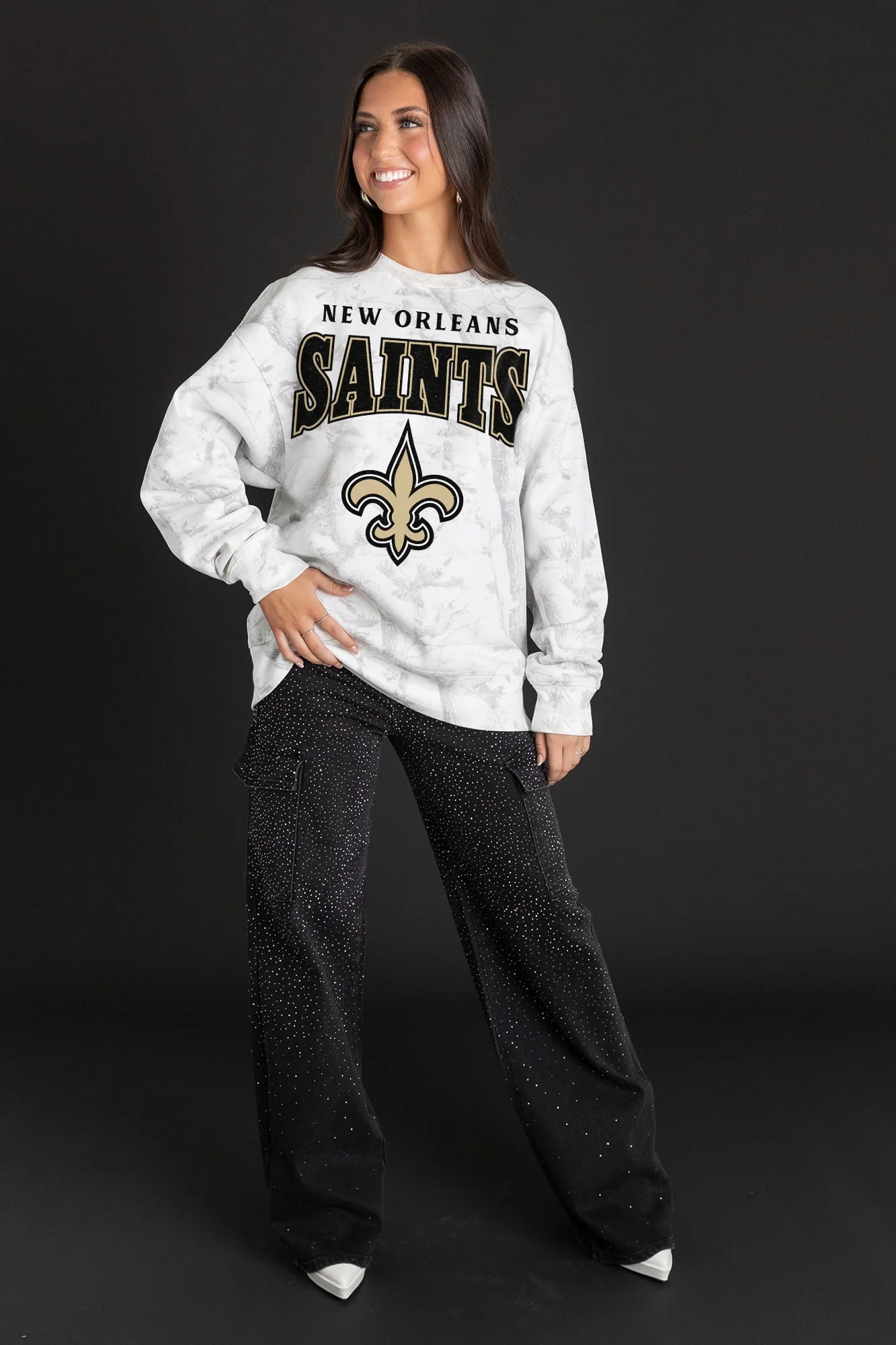 NEW ORLEANS SAINTS RALLY READY PREMIUM DROP SHOULDER CAMO PULLOVER - Image 4