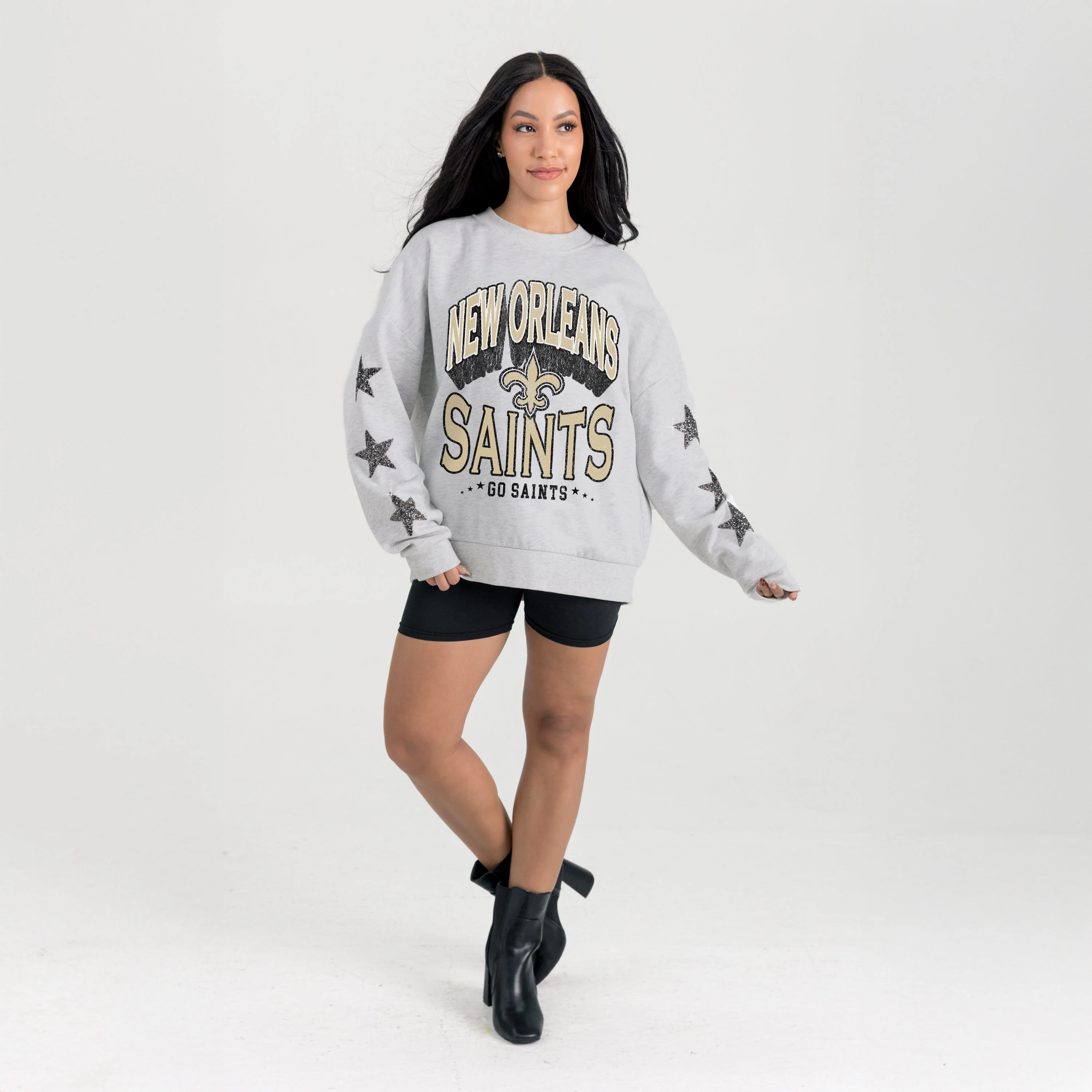 NEW ORLEANS SAINTS RESILIENCE STAR EMBELLISHED CREW SWEATSHIRT - Image 5