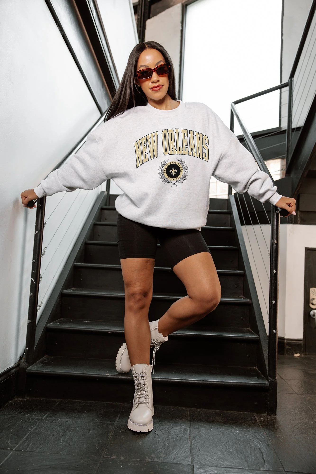 NEW ORLEANS SAINTS TRADITION REFINED PREMIUM FLEECE CREWNECK PULLOVER - Image 3