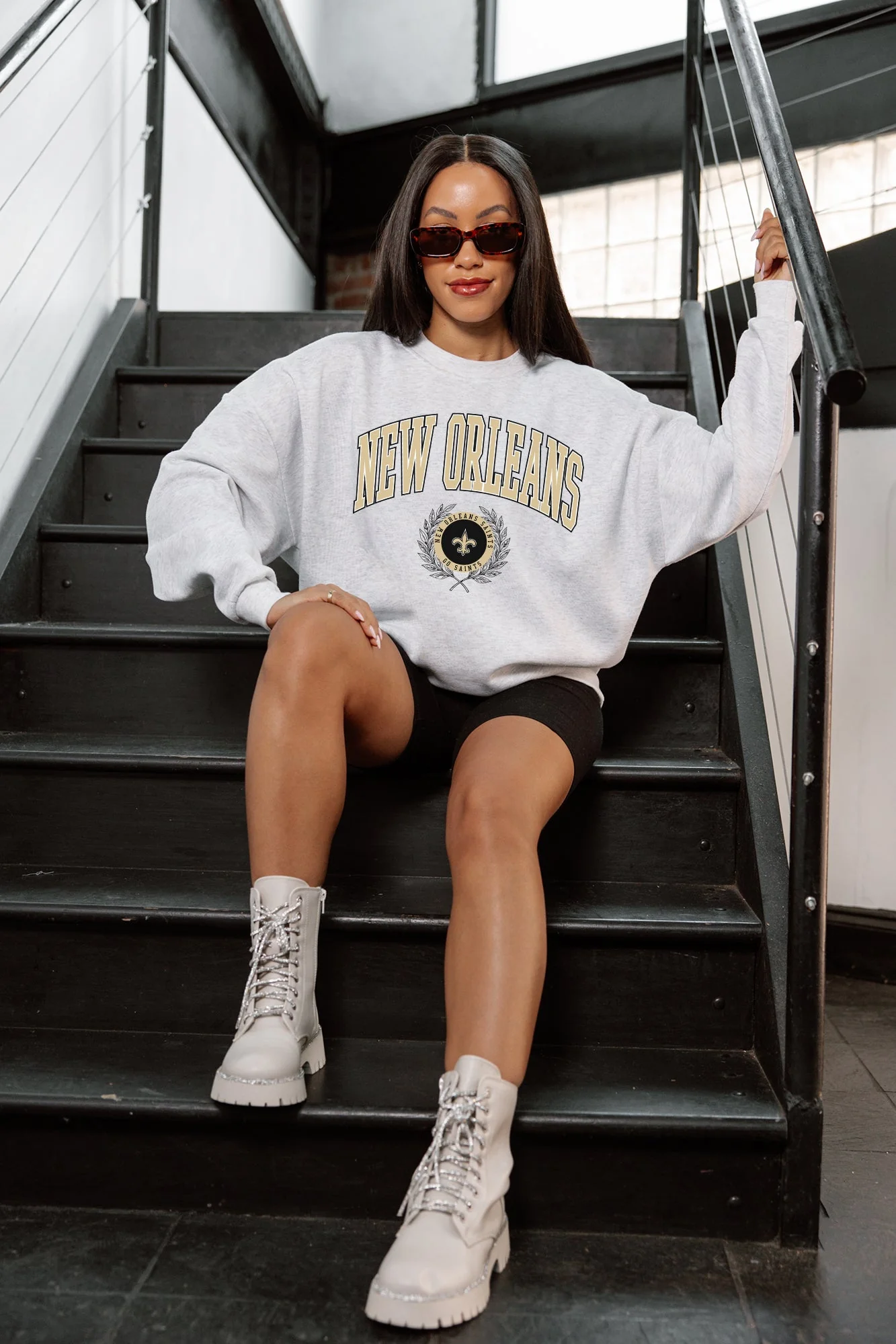 NEW ORLEANS SAINTS TRADITION REFINED PREMIUM FLEECE CREWNECK PULLOVER - Image 4