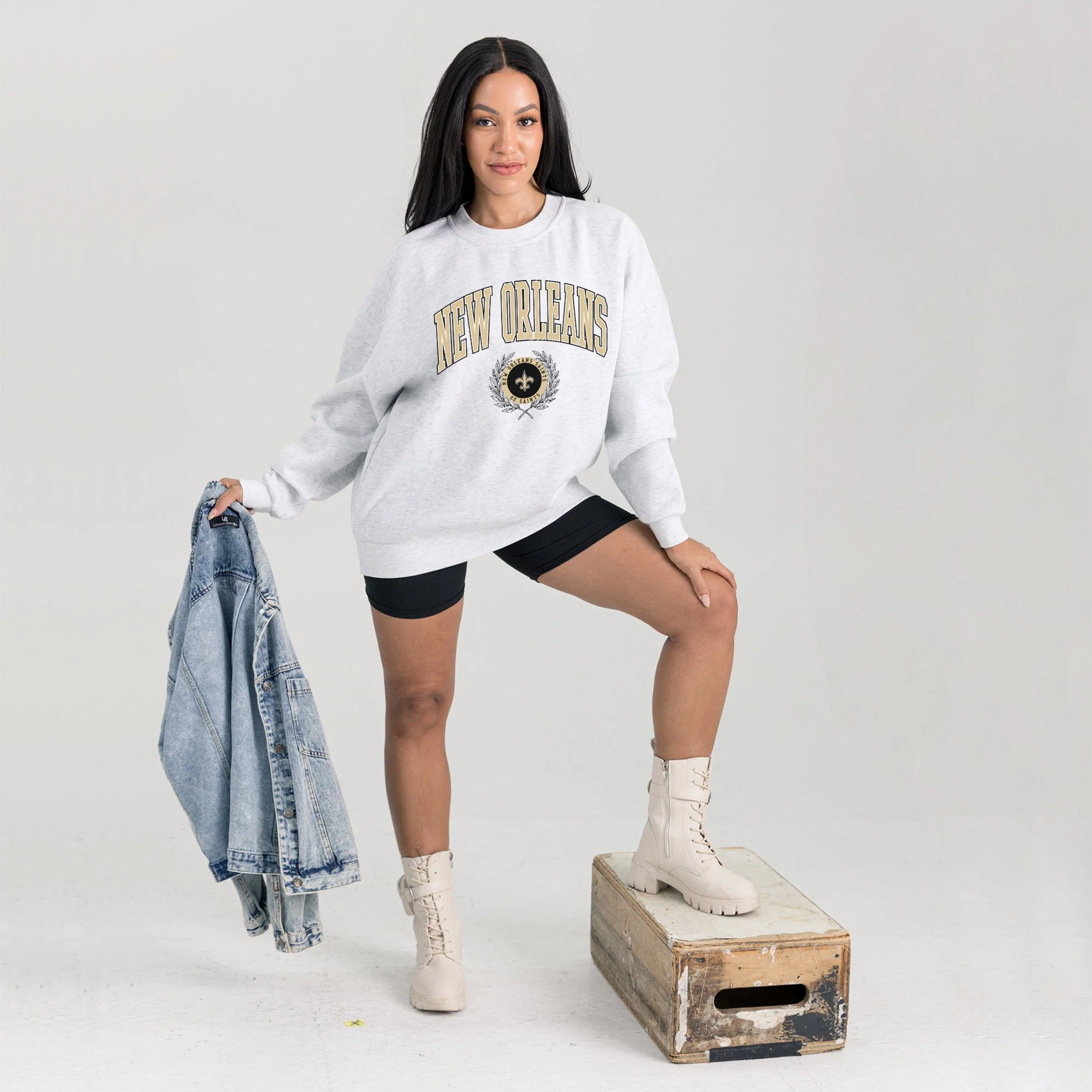 NEW ORLEANS SAINTS TRADITION REFINED PREMIUM FLEECE CREWNECK PULLOVER - Image 6