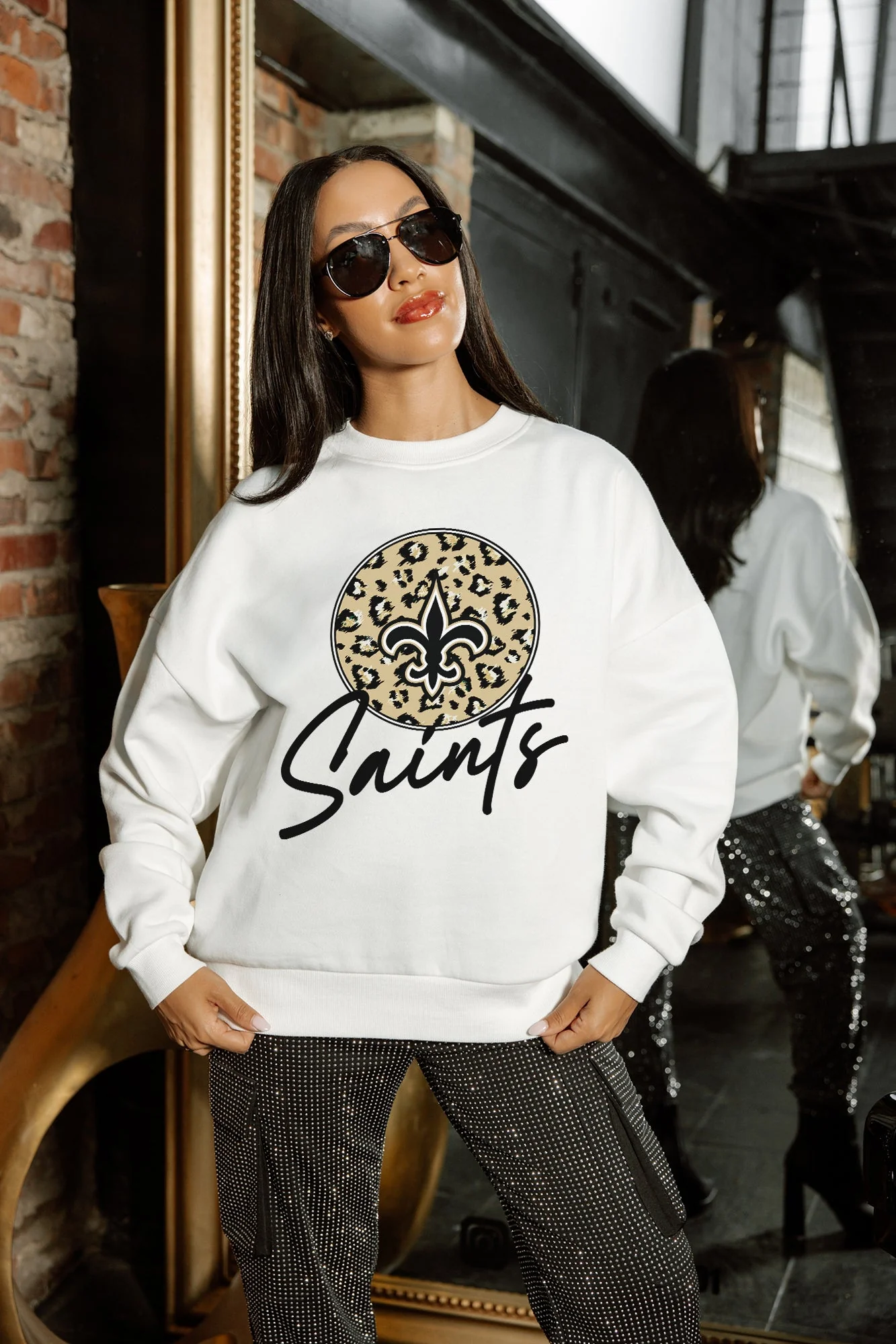 NEW ORLEANS SAINTS WILD BREAKTHROUGH PREMIUM FLEECE CREWNECK PULLOVER - Image 2