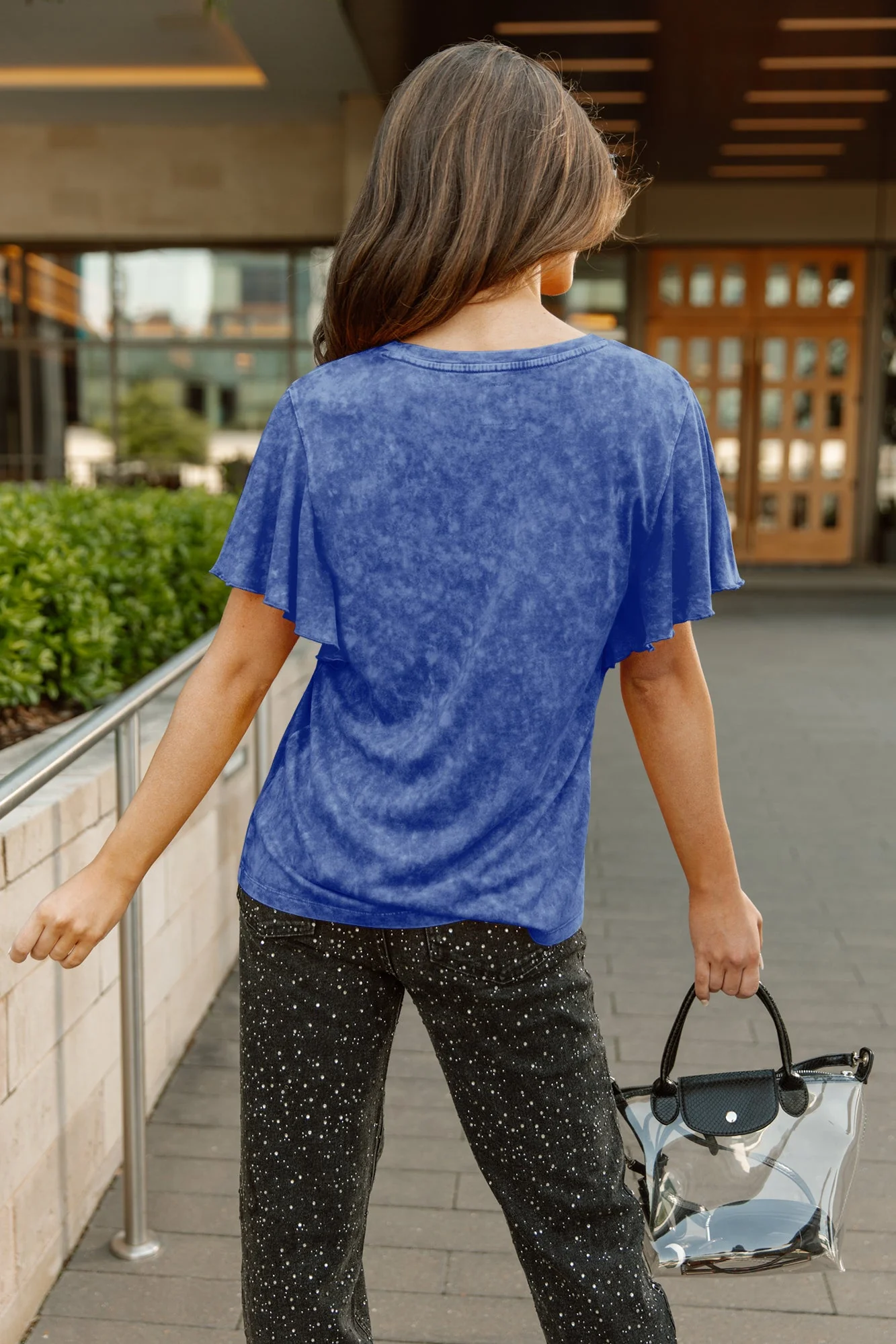 NEW YORK GIANTS VICTORY MODE FLUTTER SLEEVE TEE IN ROYAL - Image 3