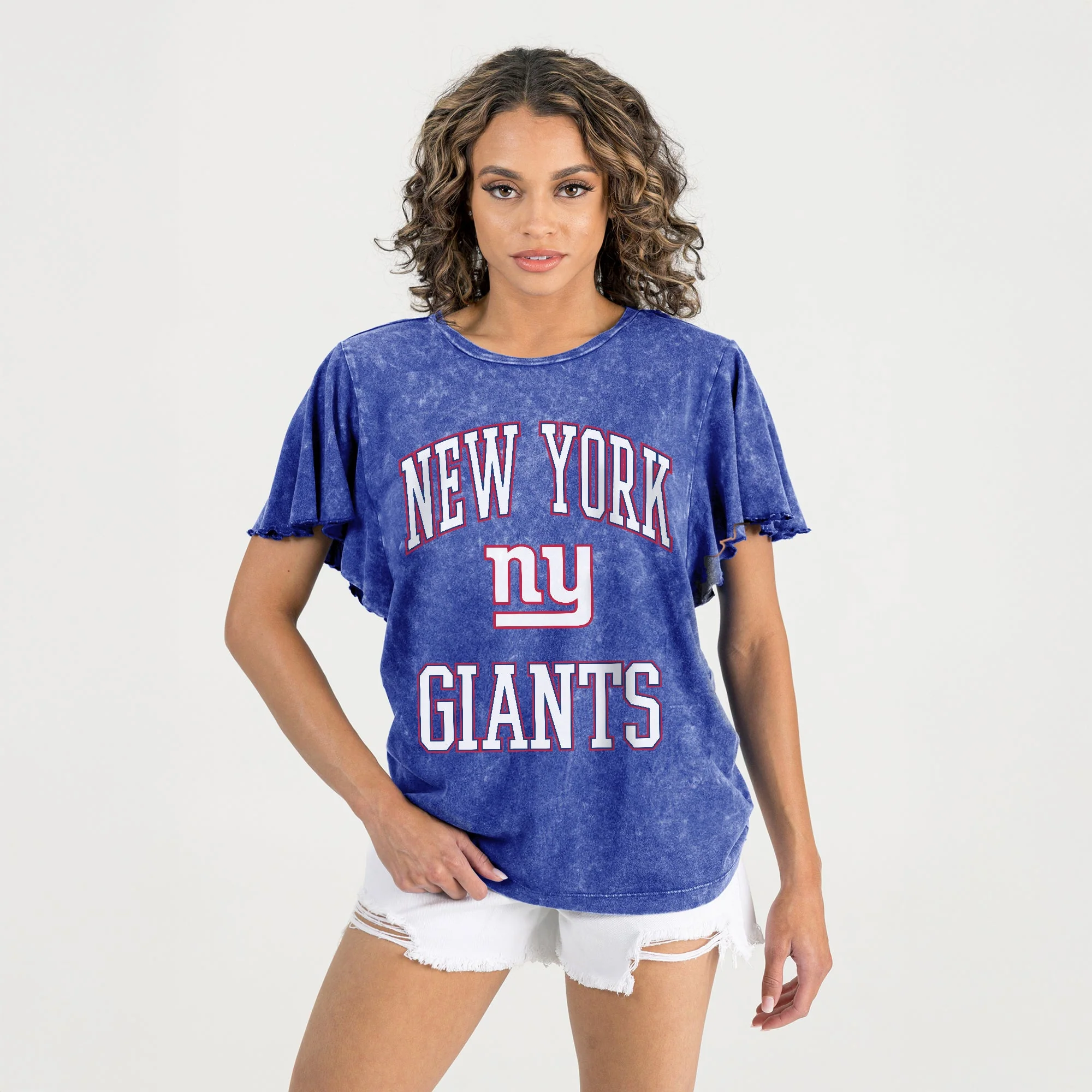 NEW YORK GIANTS VICTORY MODE FLUTTER SLEEVE TEE IN ROYAL - Image 4
