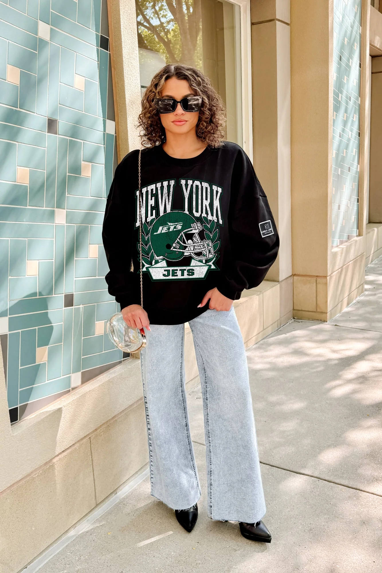 NEW YORK JETS VICTORY LANE BLACK LABEL PREMIUM FLEECE CREW SWEATSHIRT - Image 3