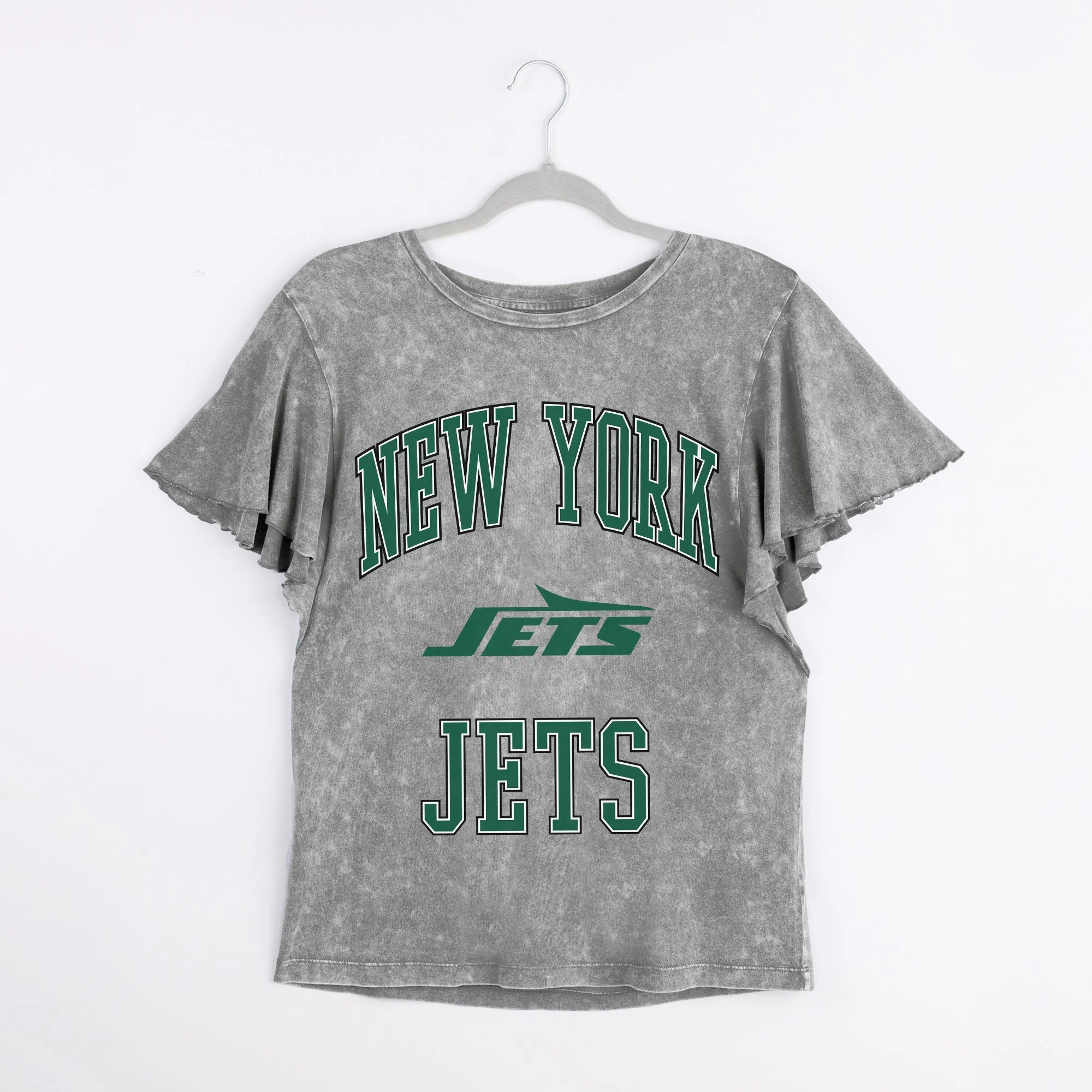 NEW YORK JETS VICTORY MODE FLUTTER SLEEVE TEE IN GREY - Image 6