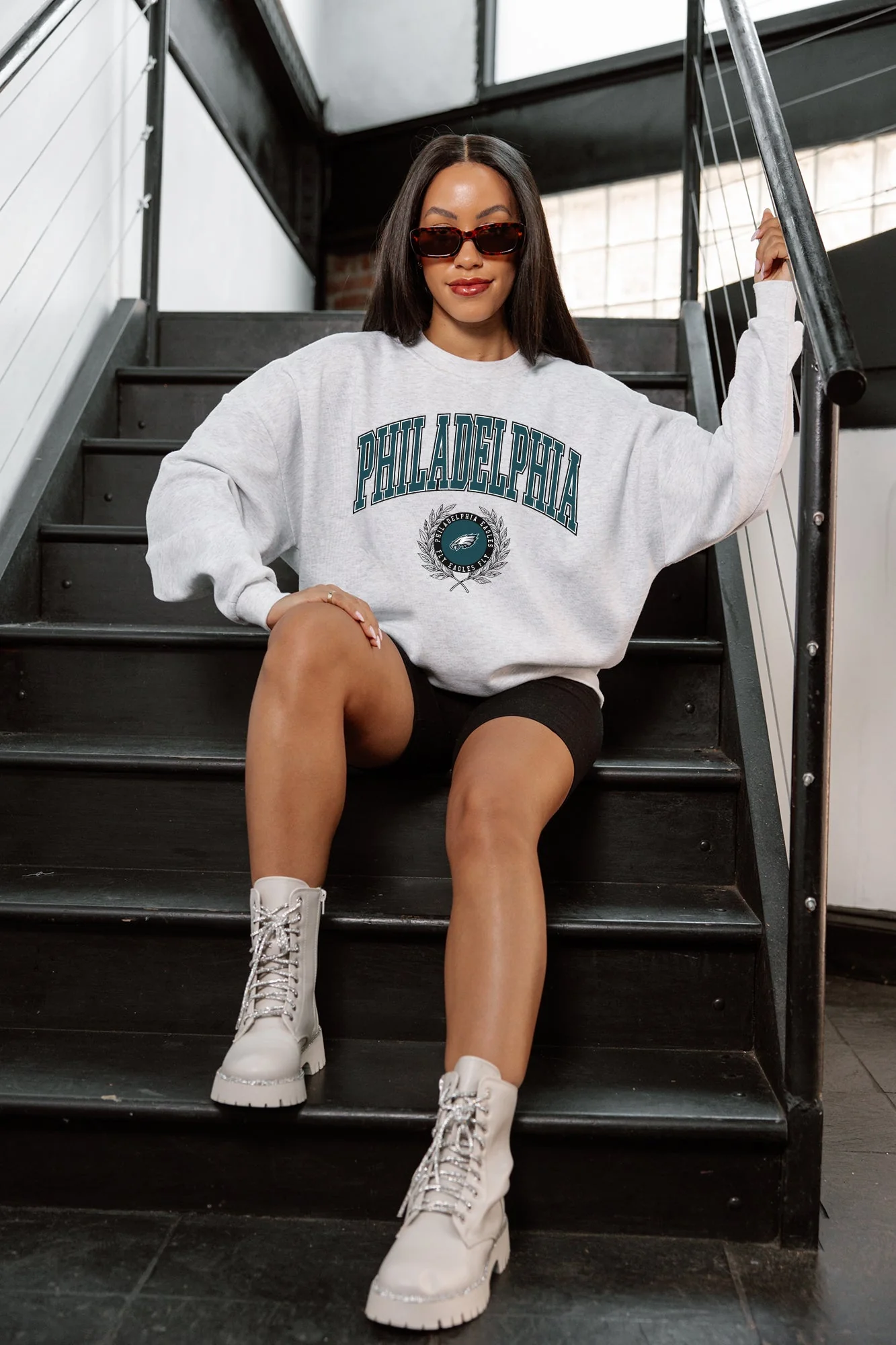 PHILADELPHIA EAGLES TRADITION REFINED PREMIUM FLEECE CREWNECK PULLOVER - Image 4