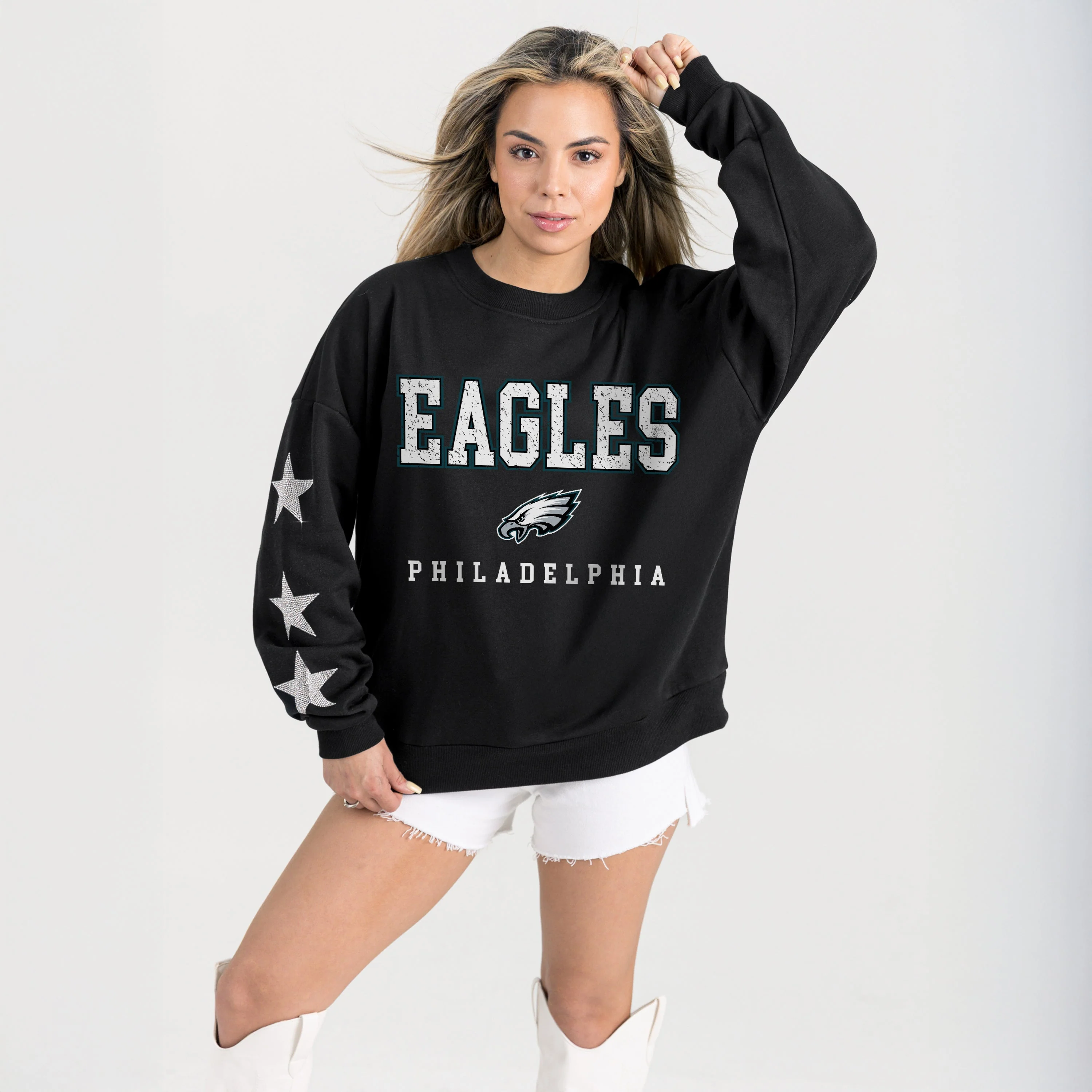 PHILADELPHIA EAGLES VELOCITY STAR EMBELLISHED CREW SWEATSHIRT - Image 5