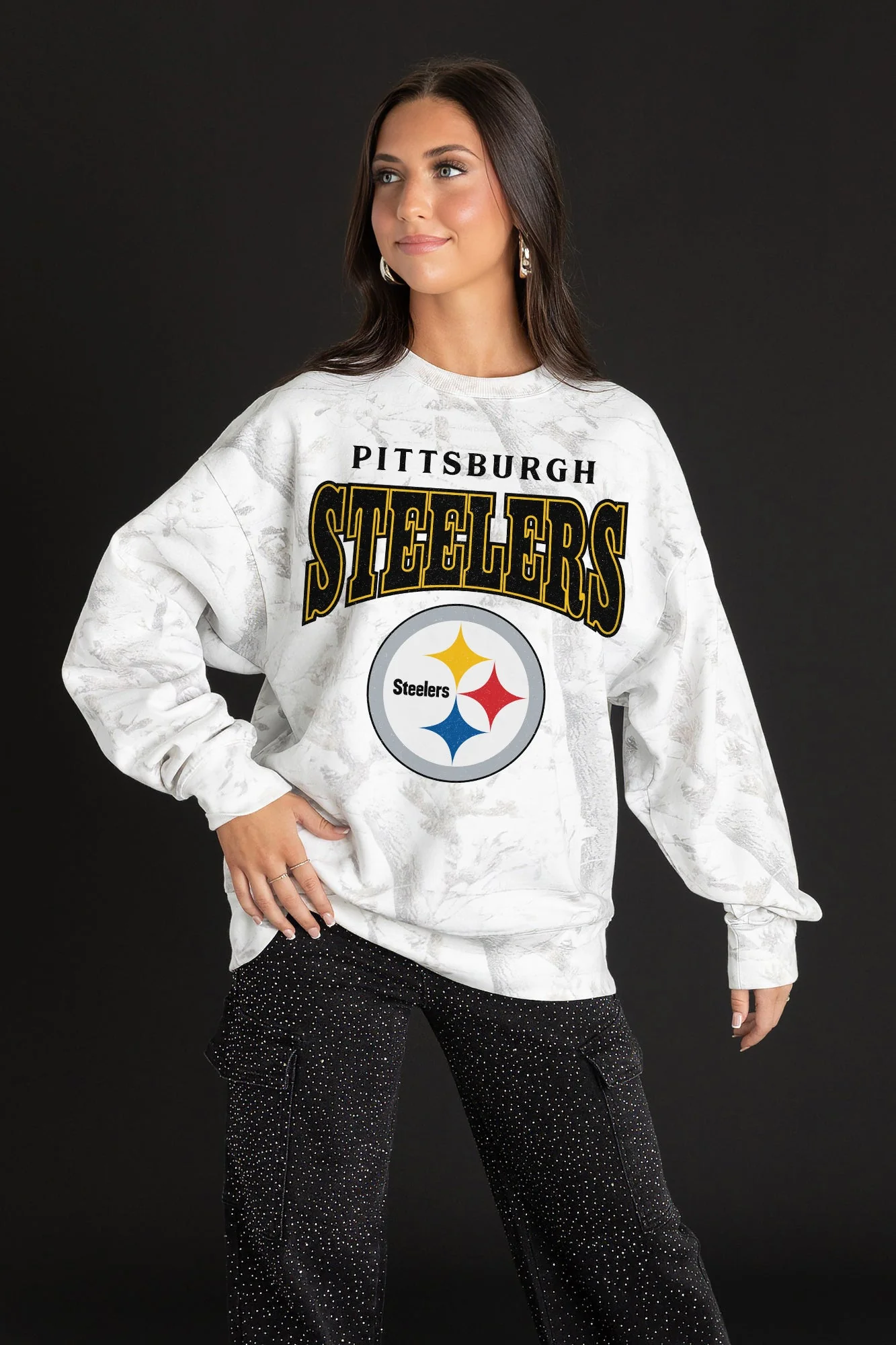 PITTSBURGH STEELERS RALLY READY PREMIUM DROP SHOULDER CAMO PULLOVER
