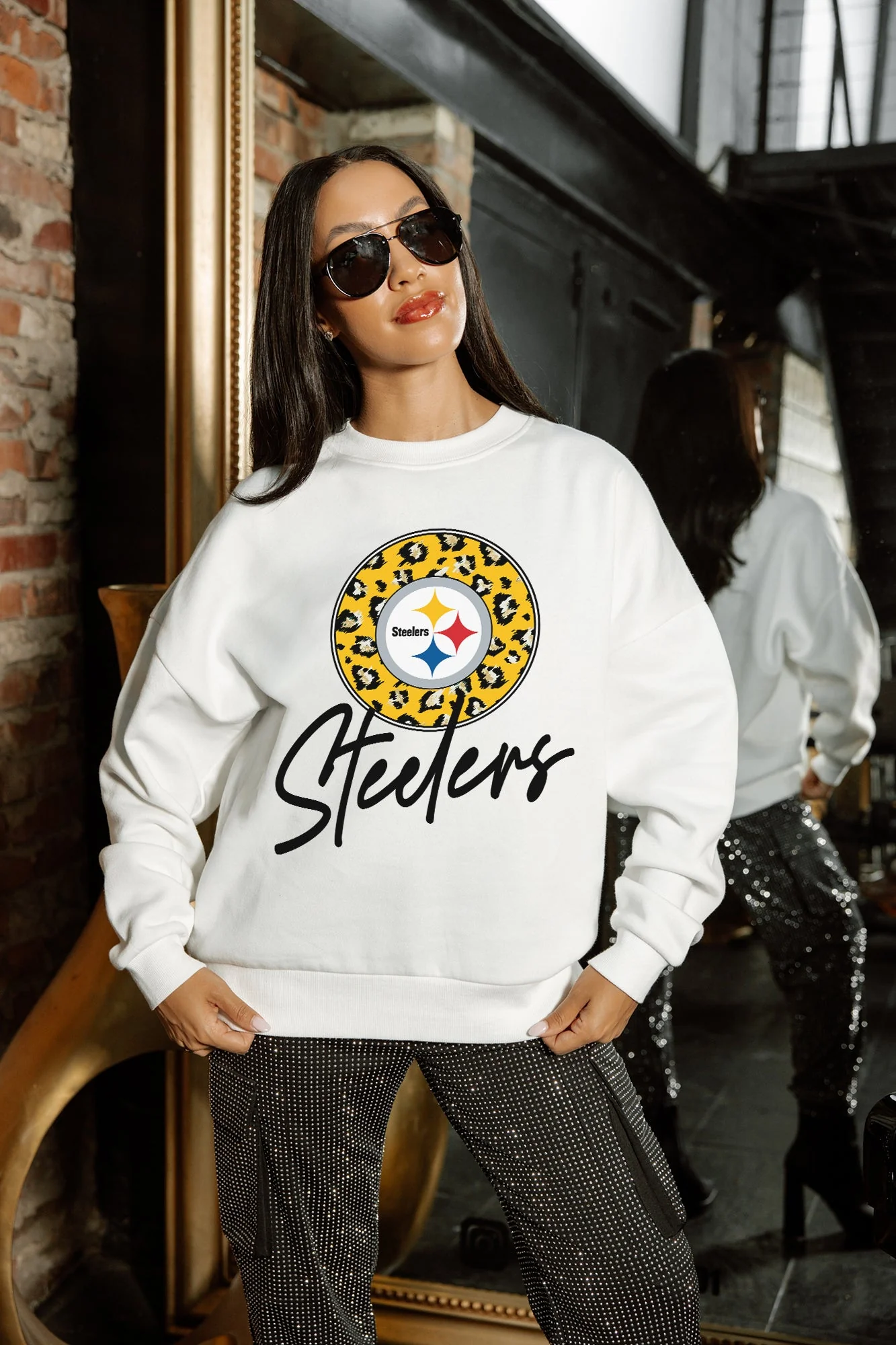 PITTSBURGH STEELERS WILD BREAKTHROUGH PREMIUM FLEECE CREWNECK PULLOVER - Image 2
