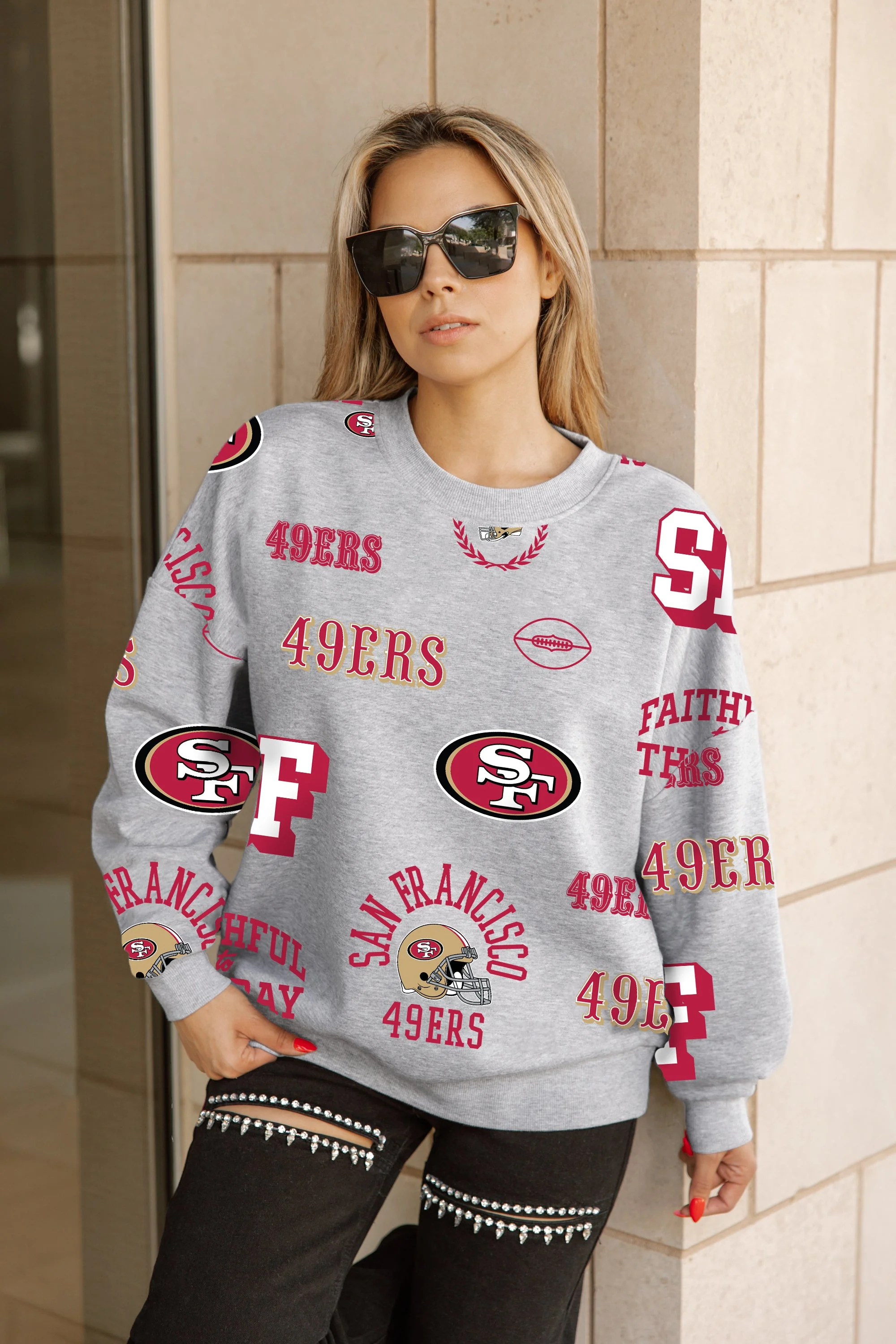 SAN FRANCISCO 49ERS ALWAYS ON REPEAT PREMIUM FLEECE CREW SWEATSHIRT - Image 4