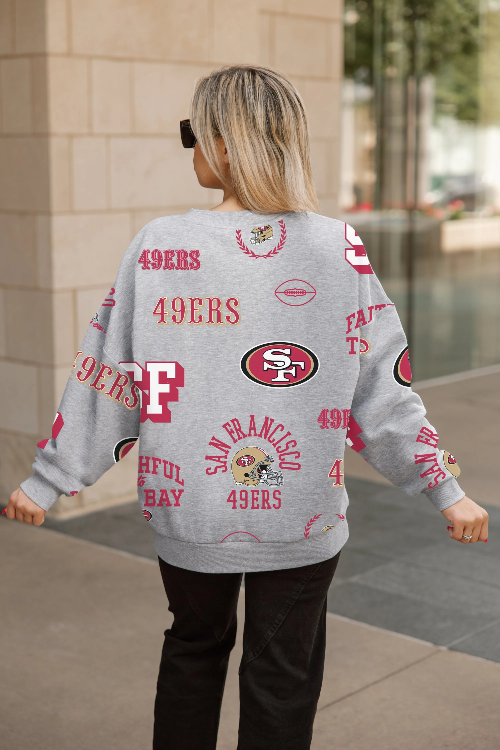 SAN FRANCISCO 49ERS ALWAYS ON REPEAT PREMIUM FLEECE CREW SWEATSHIRT - Image 6