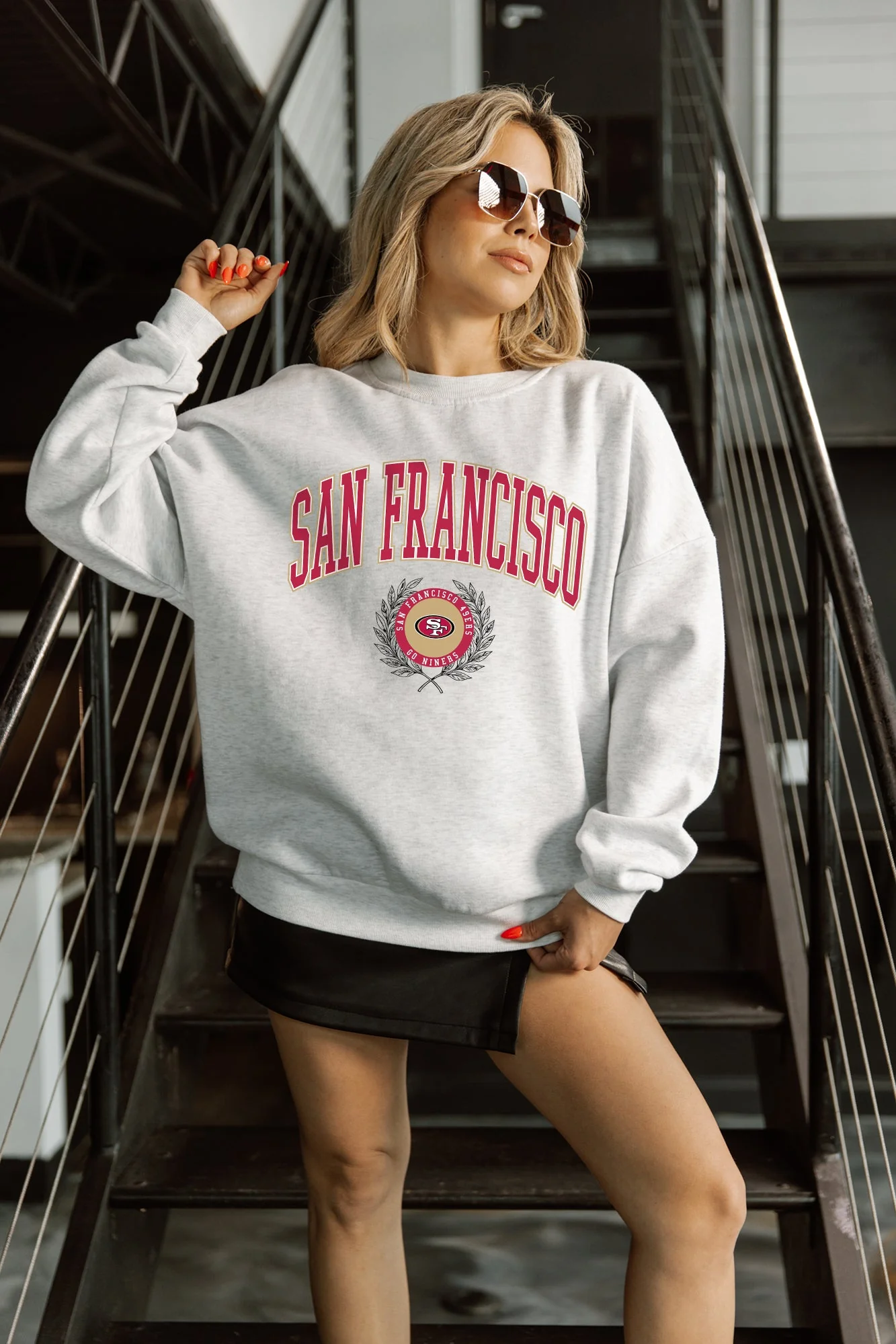 SAN FRANCISCO 49ERS TRADITION REFINED PREMIUM FLEECE CREWNECK PULLOVER