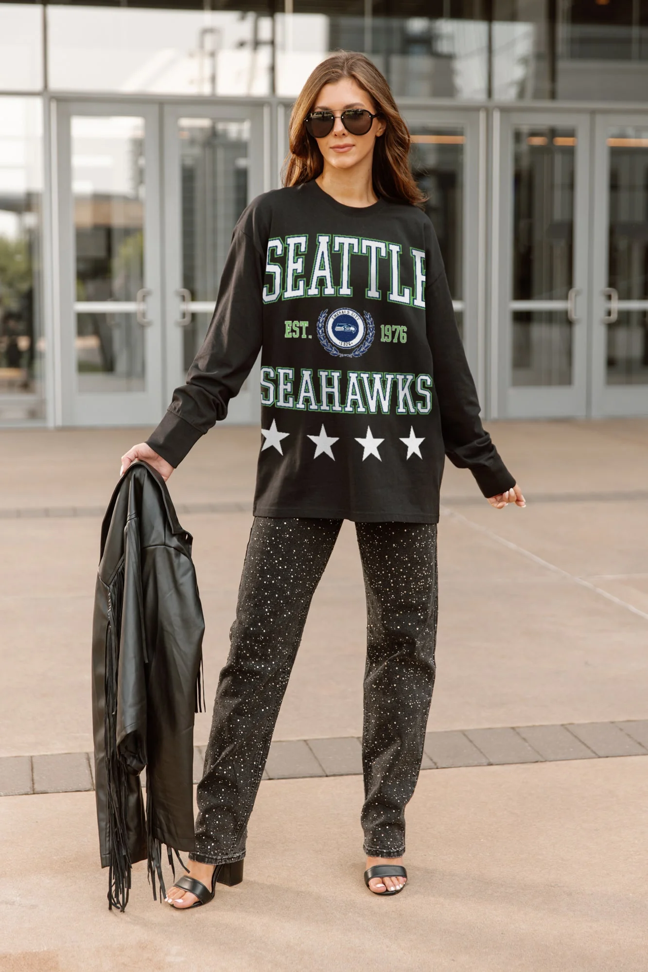 SEATTLE SEAHAWKS EVERYDAY STAR ESSENTIAL RELAXED FIT LONG SLEEVE TEE