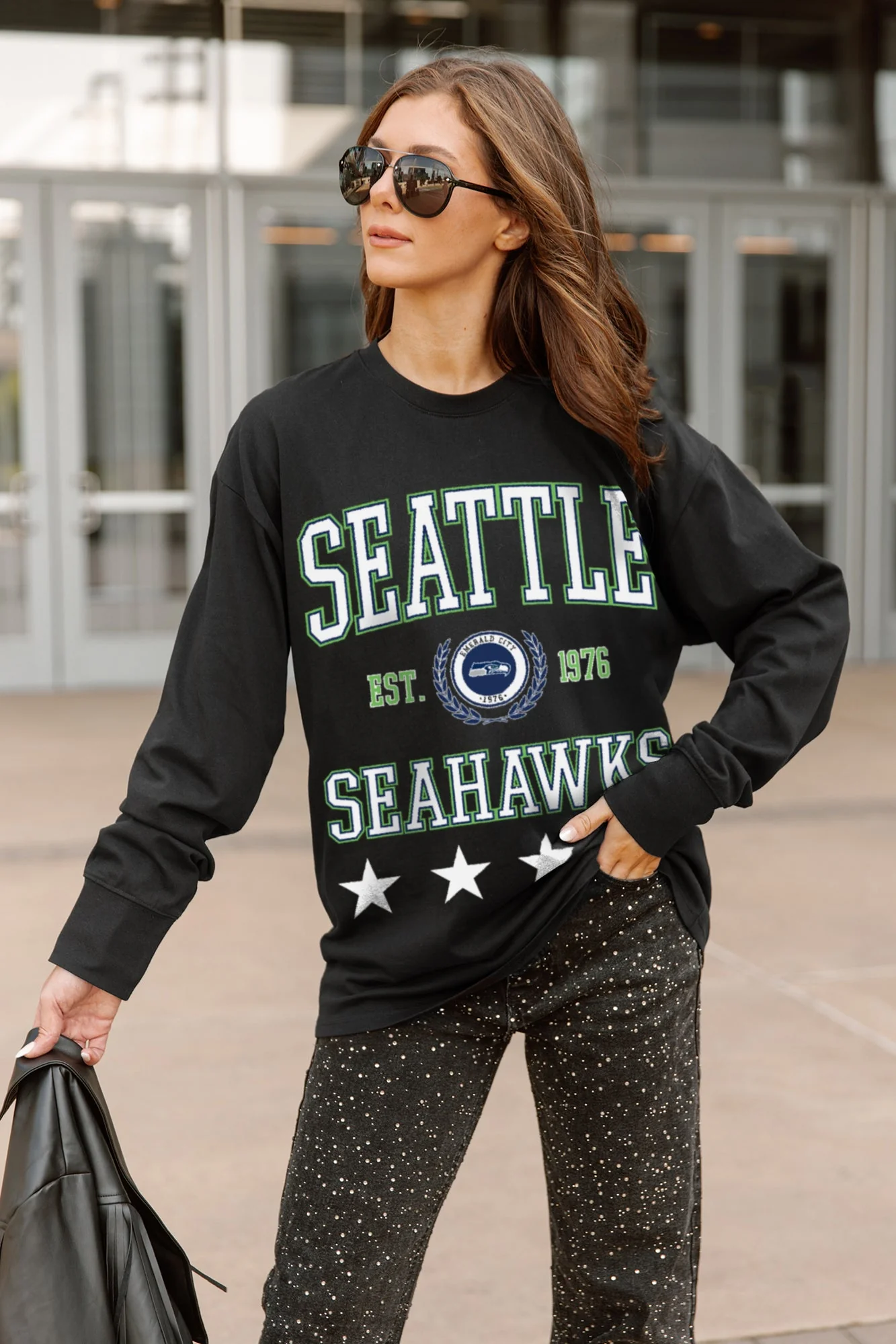 SEATTLE SEAHAWKS EVERYDAY STAR ESSENTIAL RELAXED FIT LONG SLEEVE TEE - Image 2