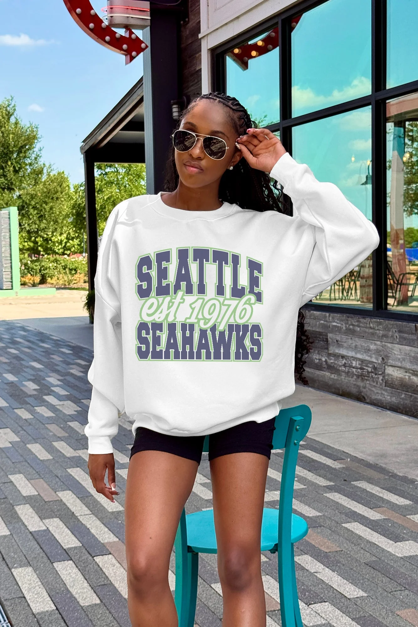 SEATTLE SEAHAWKS FADED FORMATION PREMIUM FLEECE CREWNECK PULLOVER - Image 4