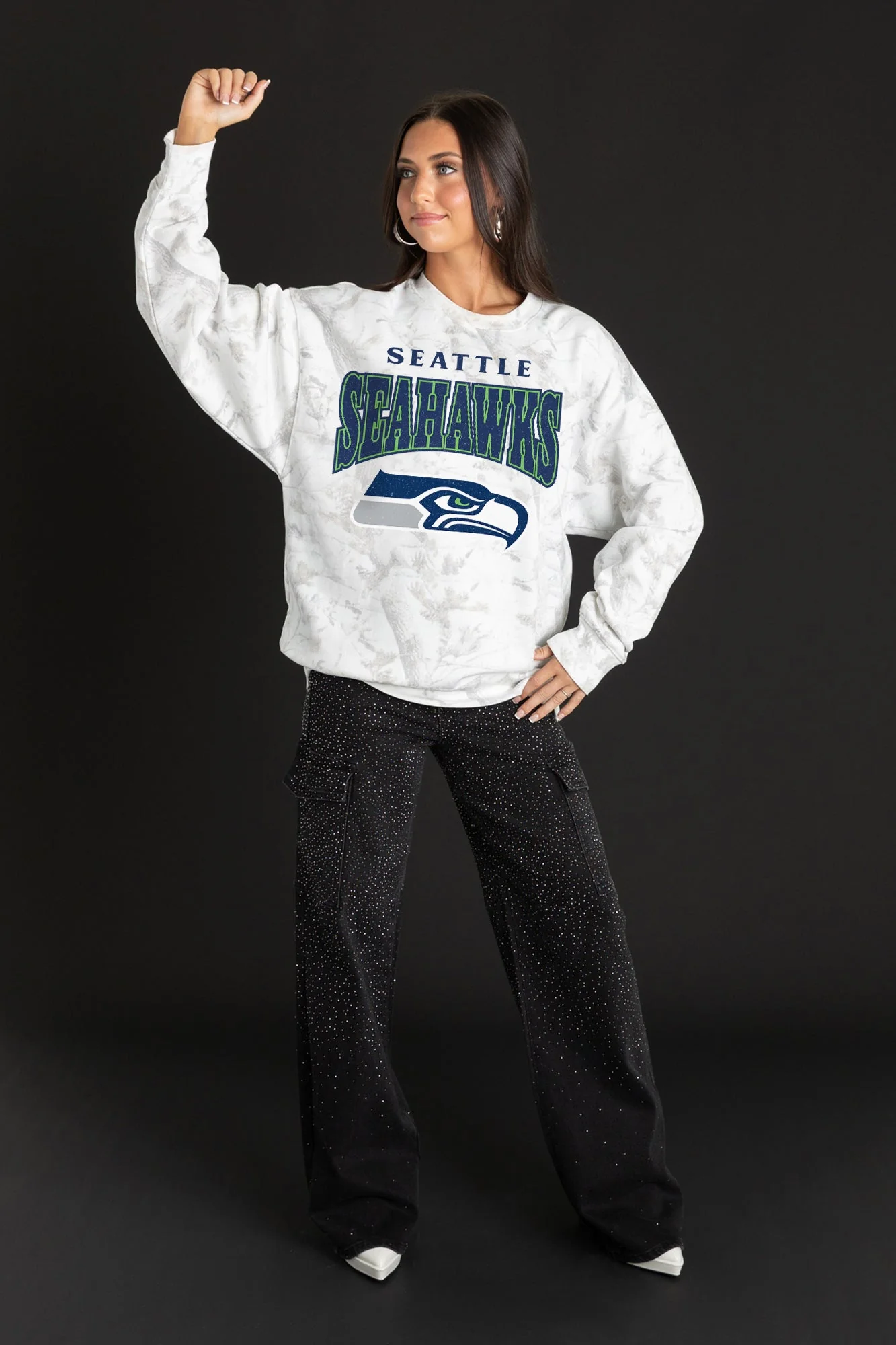 SEATTLE SEAHAWKS RALLY READY PREMIUM DROP SHOULDER CAMO PULLOVER - Image 3