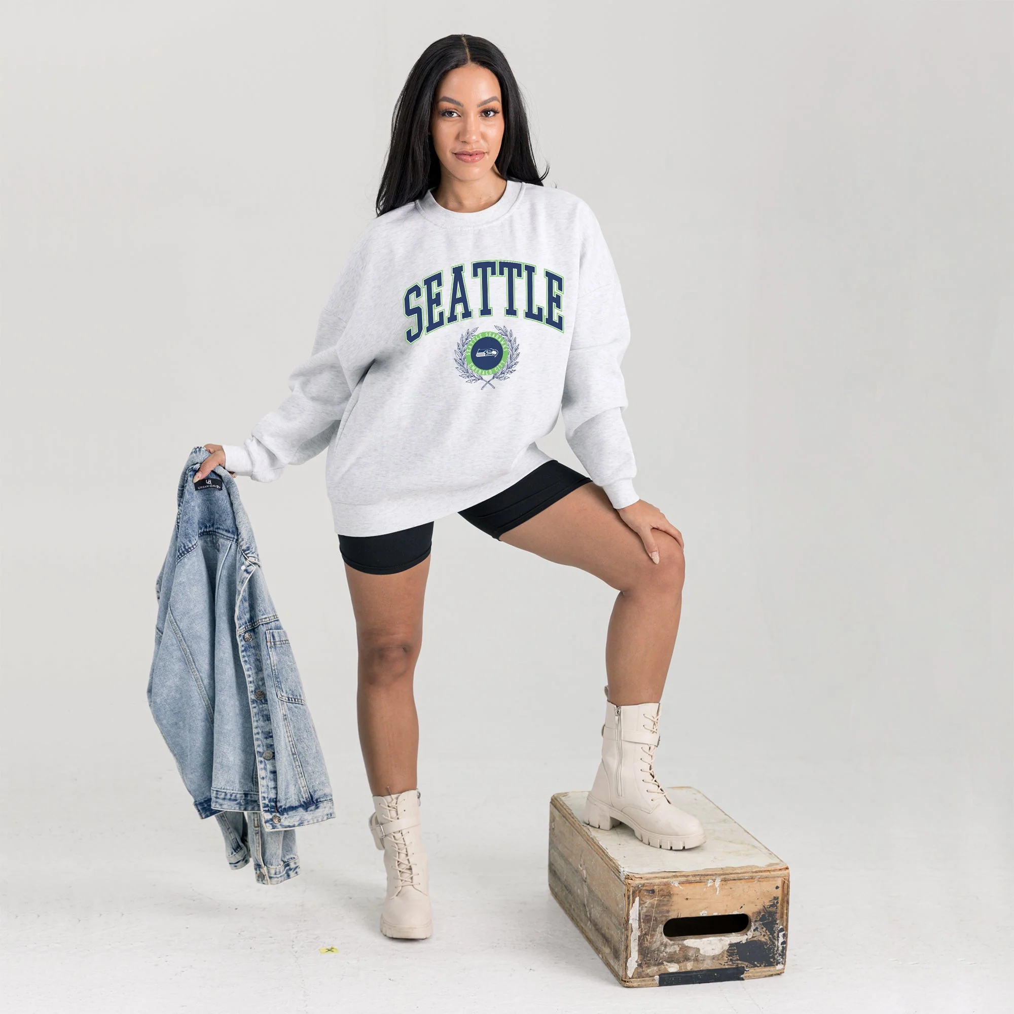 SEATTLE SEAHAWKS TRADITION REFINED PREMIUM FLEECE CREWNECK PULLOVER - Image 6