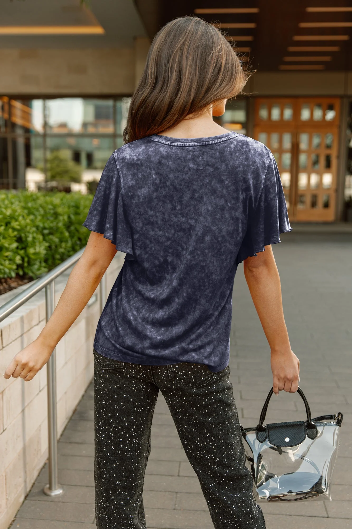 SEATTLE SEAHAWKS VICTORY MODE FLUTTER SLEEVE TEE IN NAVY - Image 3