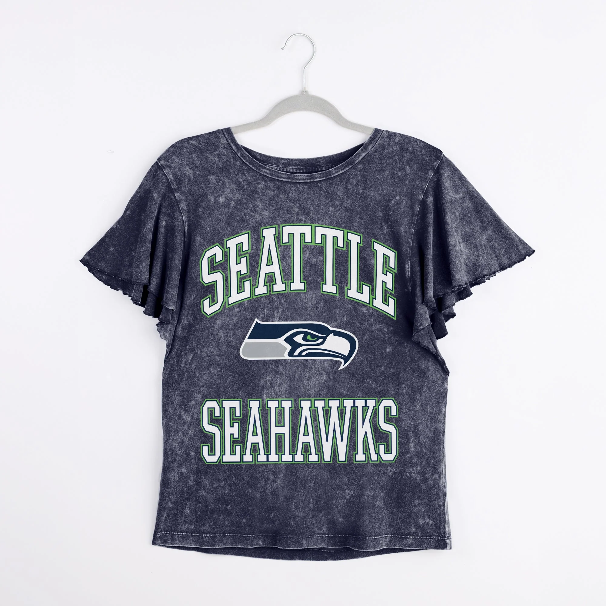 SEATTLE SEAHAWKS VICTORY MODE FLUTTER SLEEVE TEE IN NAVY - Image 6
