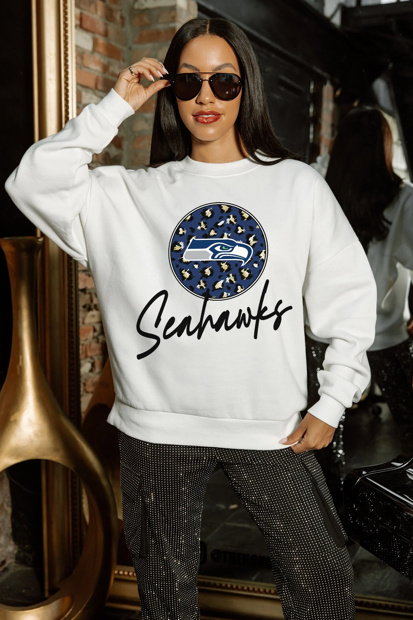 SEATTLE SEAHAWKS WILD BREAKTHROUGH PREMIUM FLEECE CREWNECK PULLOVER - Image 3