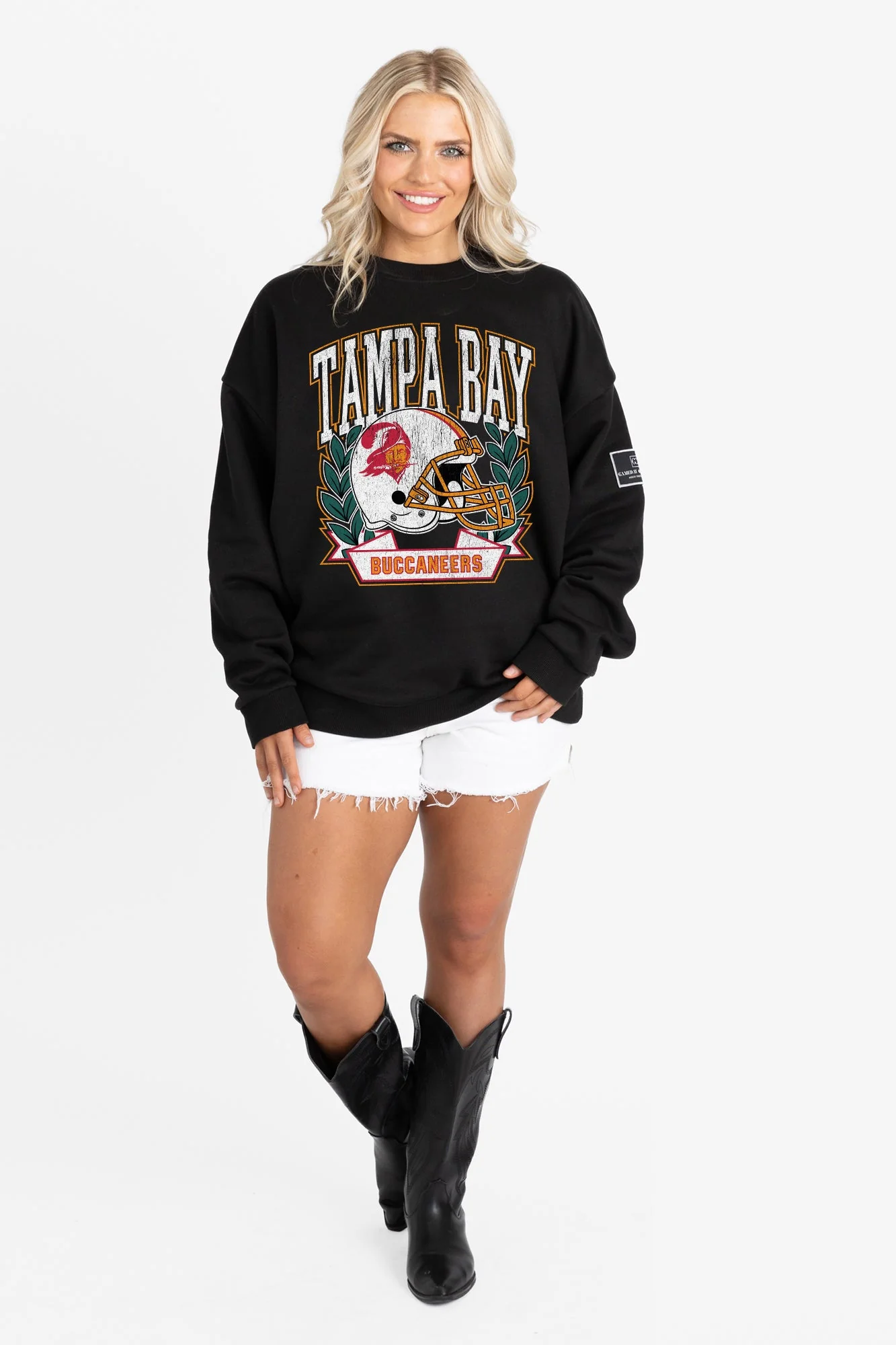 TAMPA BAY BUCCANEERS VICTORY LANE BLACK LABEL PREMIUM FLEECE CREW SWEATSHIRT - Image 5